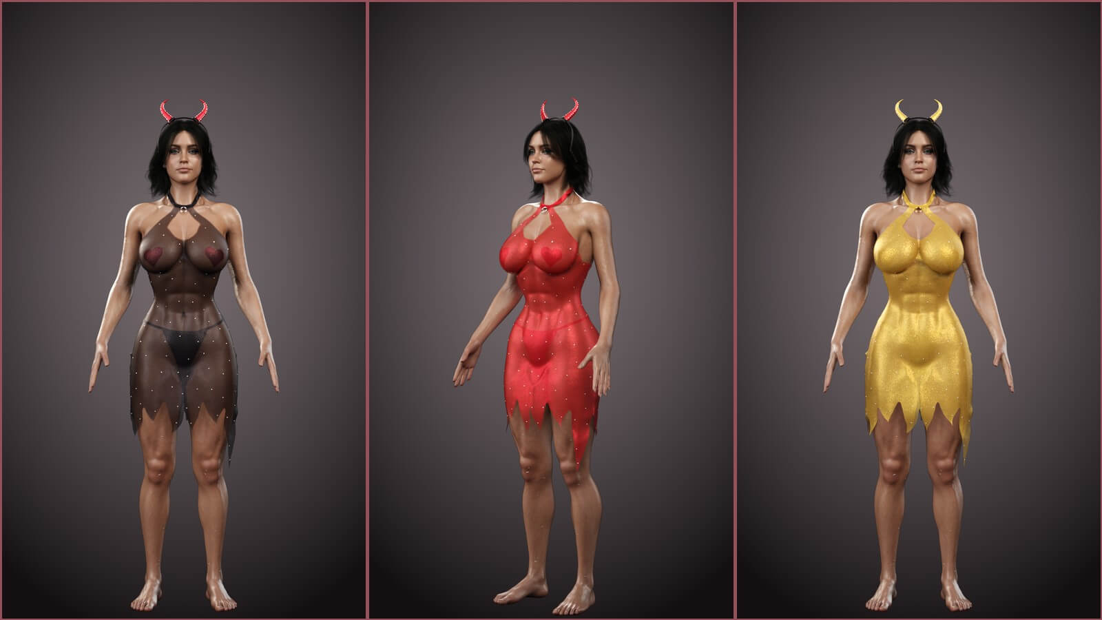 D-Force Sexy Flame Devil Costume for G9 G8f Daz Content