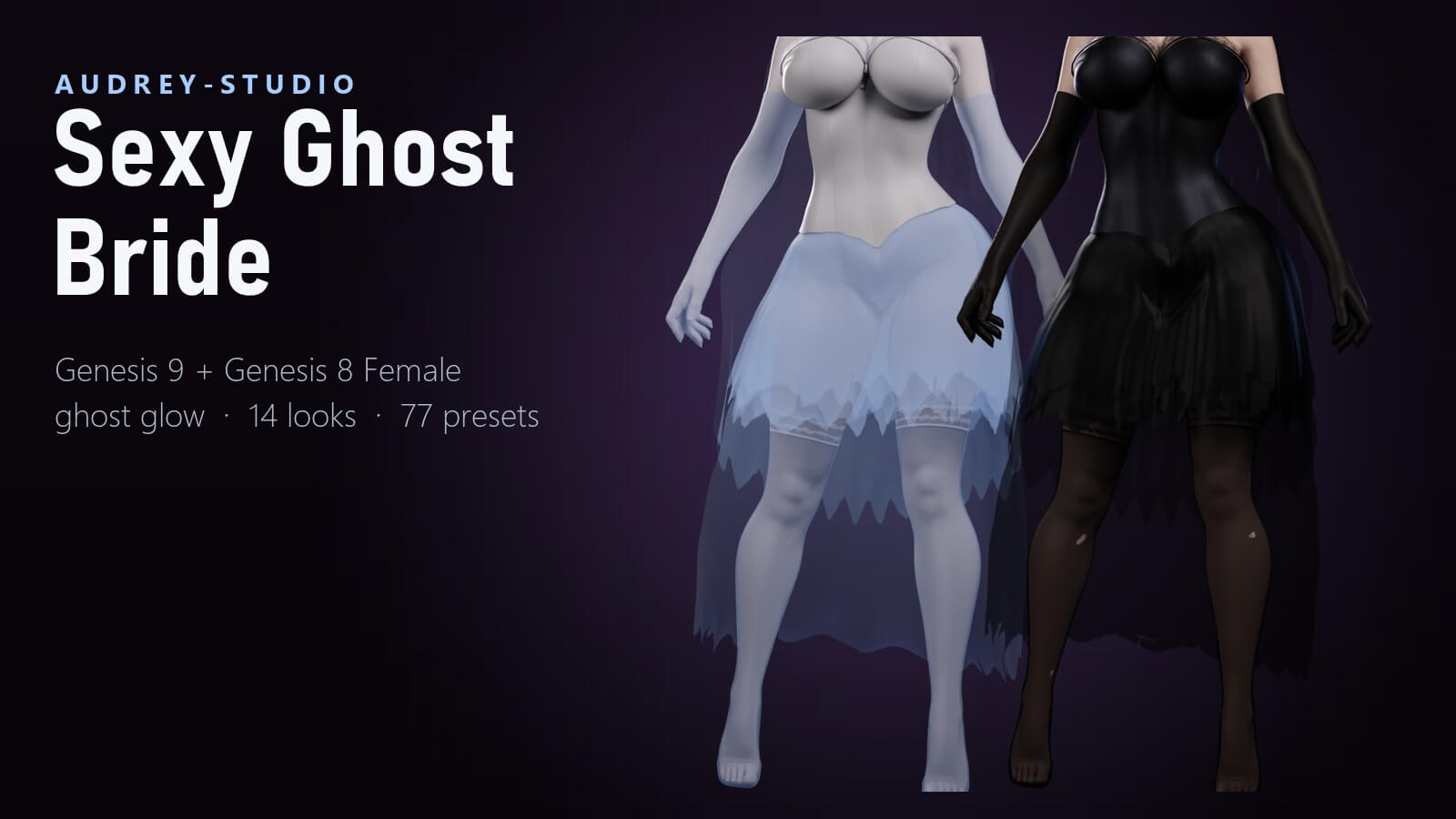 Sexy Ghost Bride Costume for Genesis 9 and Genesis 8 Female Daz Content