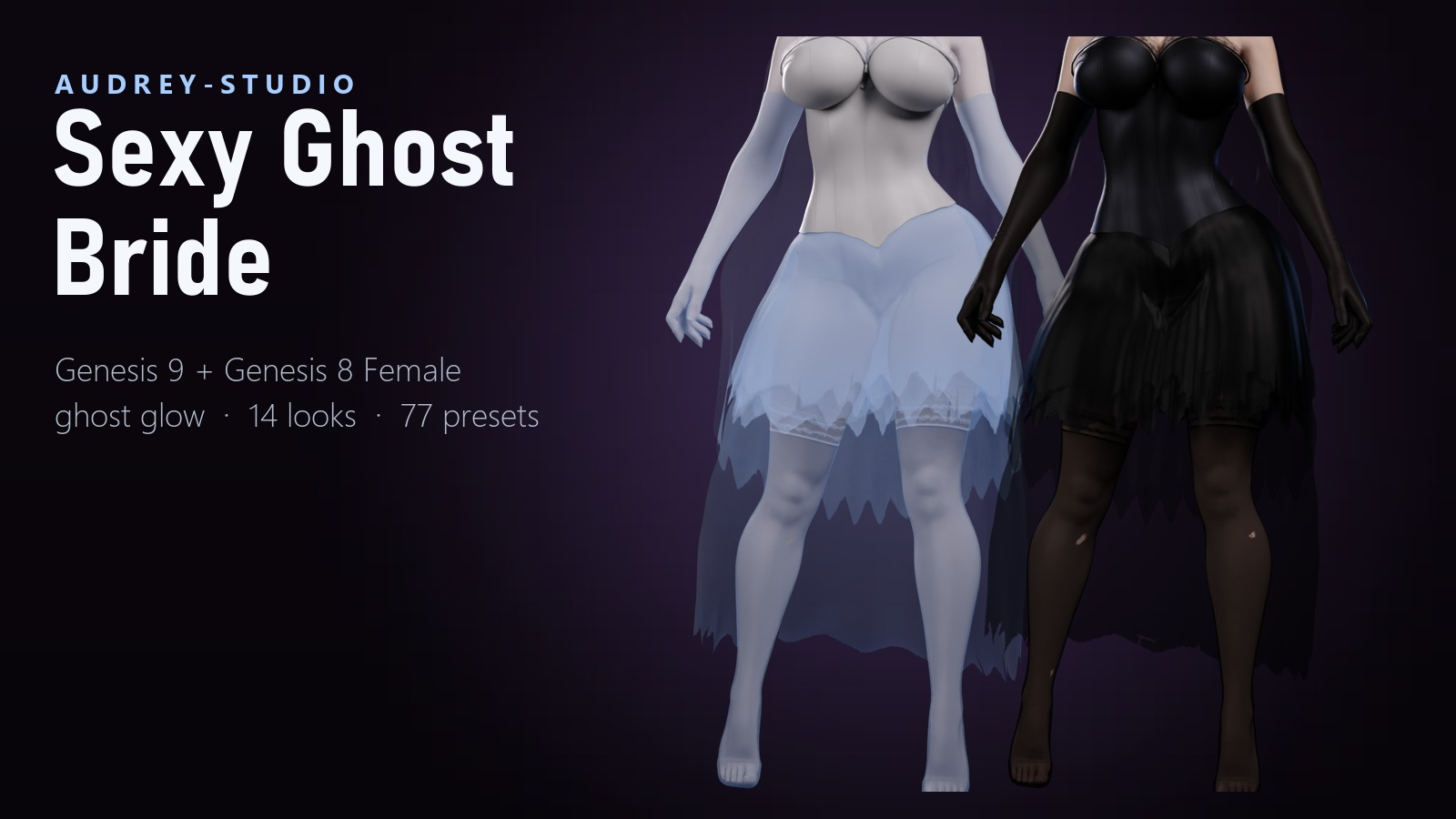 Sexy Ghost Bride Costume for Genesis 9 and Genesis 8 Female Daz Content