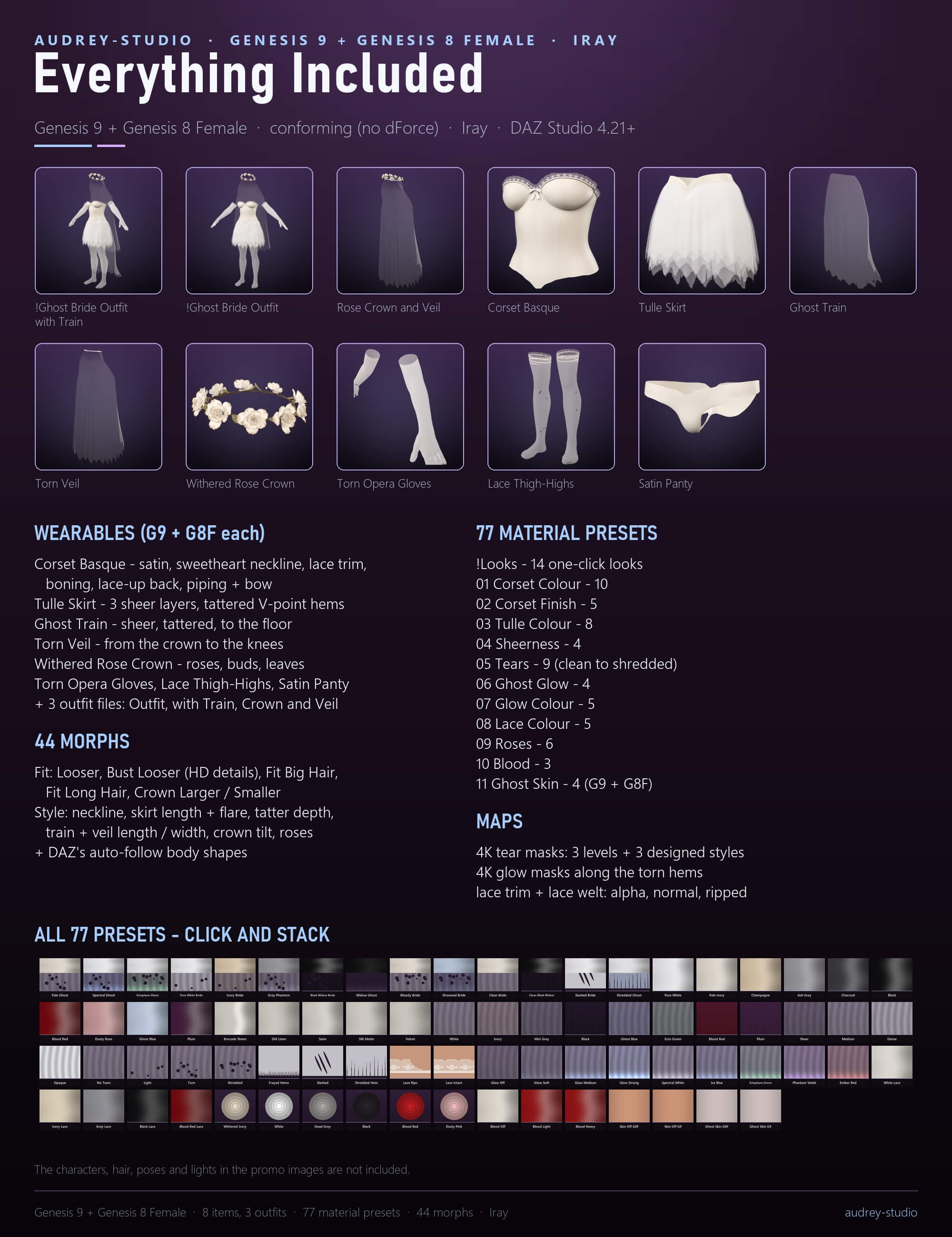 Sexy Ghost Bride Costume for Genesis 9 and Genesis 8 Female Daz Content