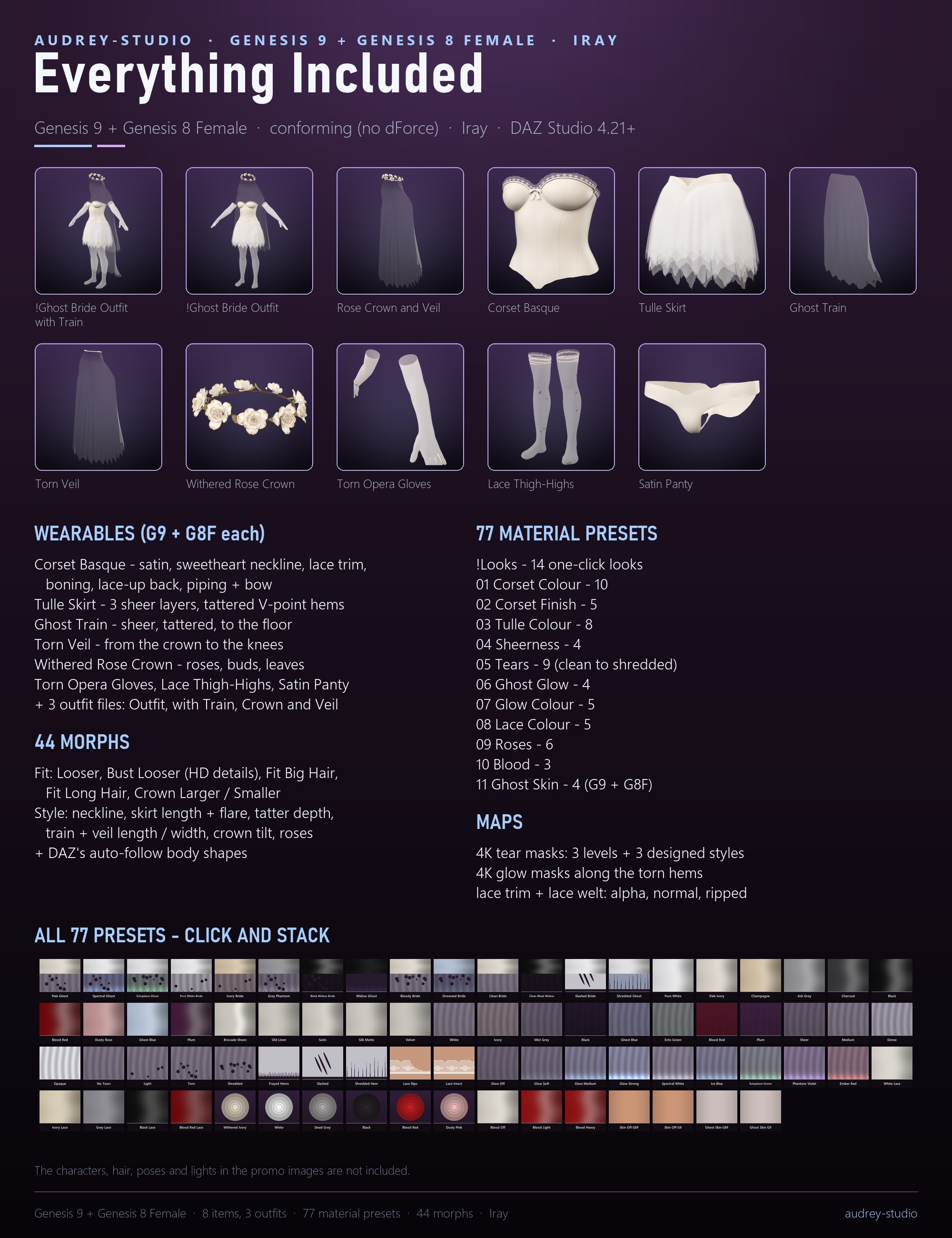 Sexy Ghost Bride Costume for Genesis 9 and Genesis 8 Female Daz Content