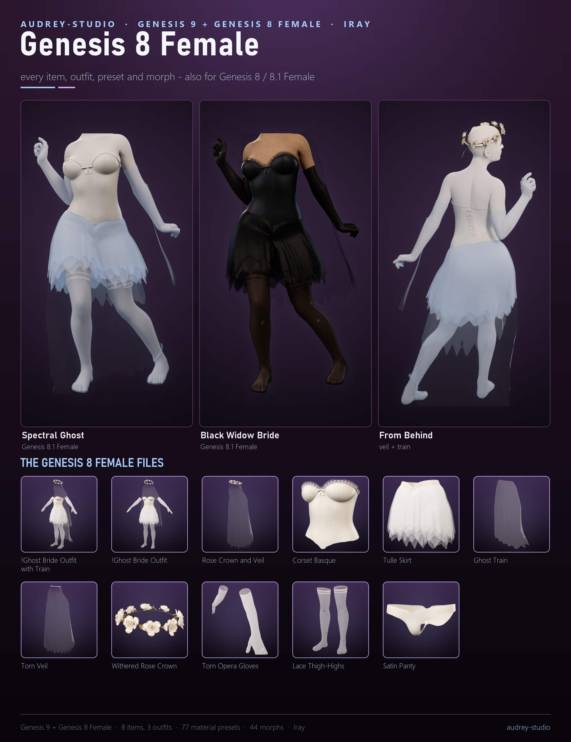 Sexy Ghost Bride Costume for Genesis 9 and Genesis 8 Female Daz Content