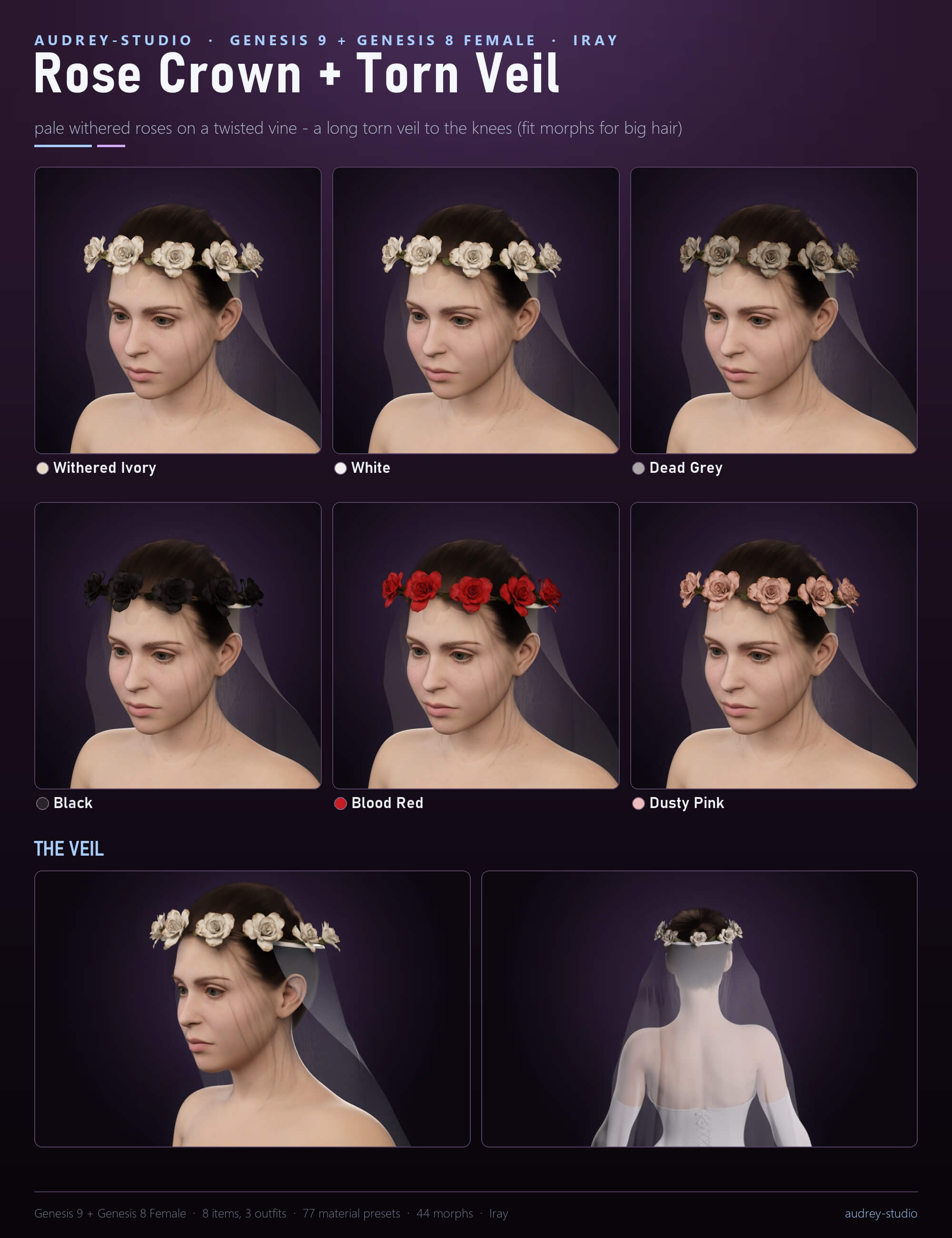 Sexy Ghost Bride Costume for Genesis 9 and Genesis 8 Female Daz Content
