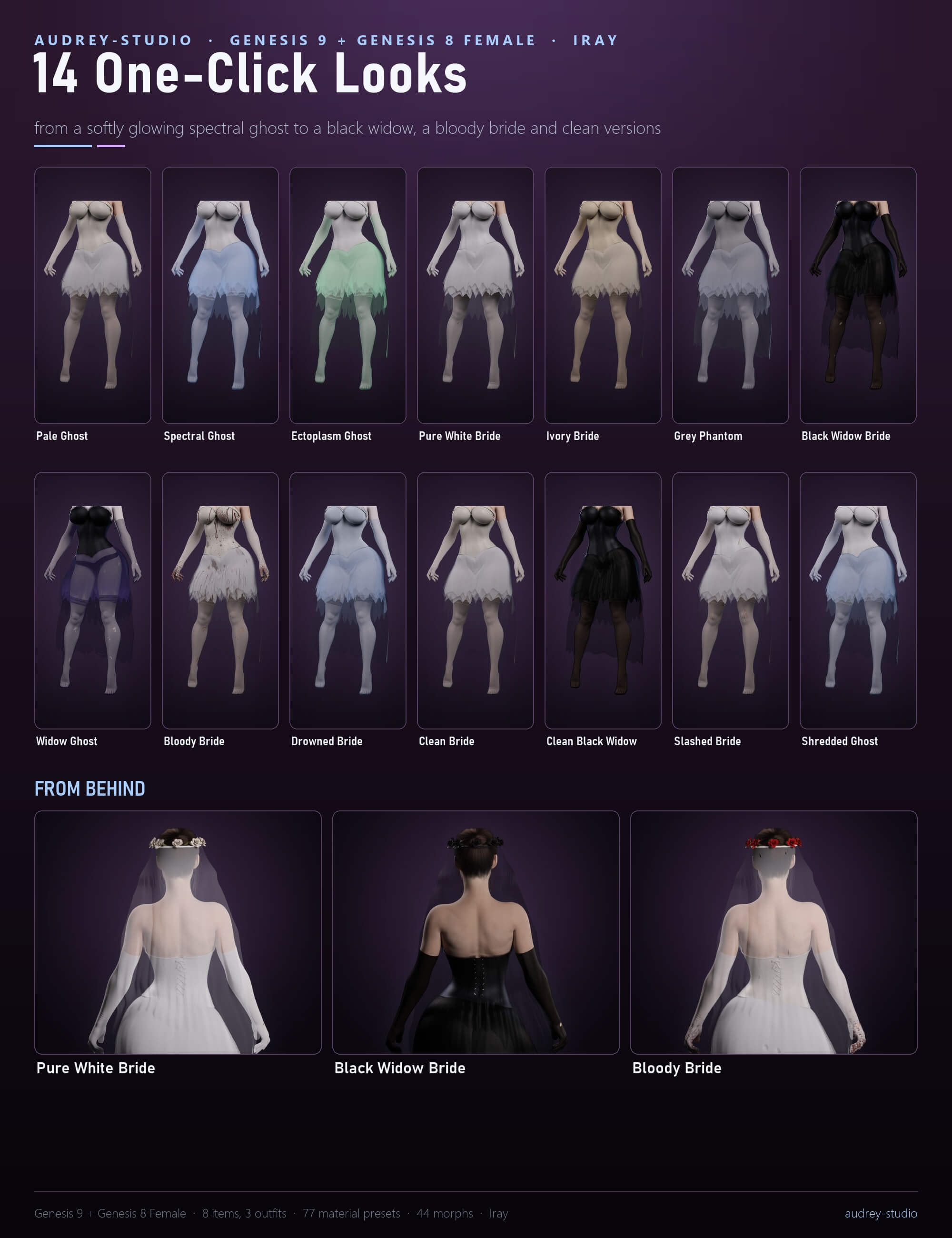 Sexy Ghost Bride Costume for Genesis 9 and Genesis 8 Female Daz Content