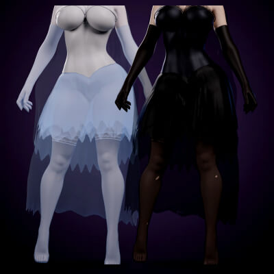 Sexy Ghost Bride Costume for Genesis 9 and Genesis 8 Female