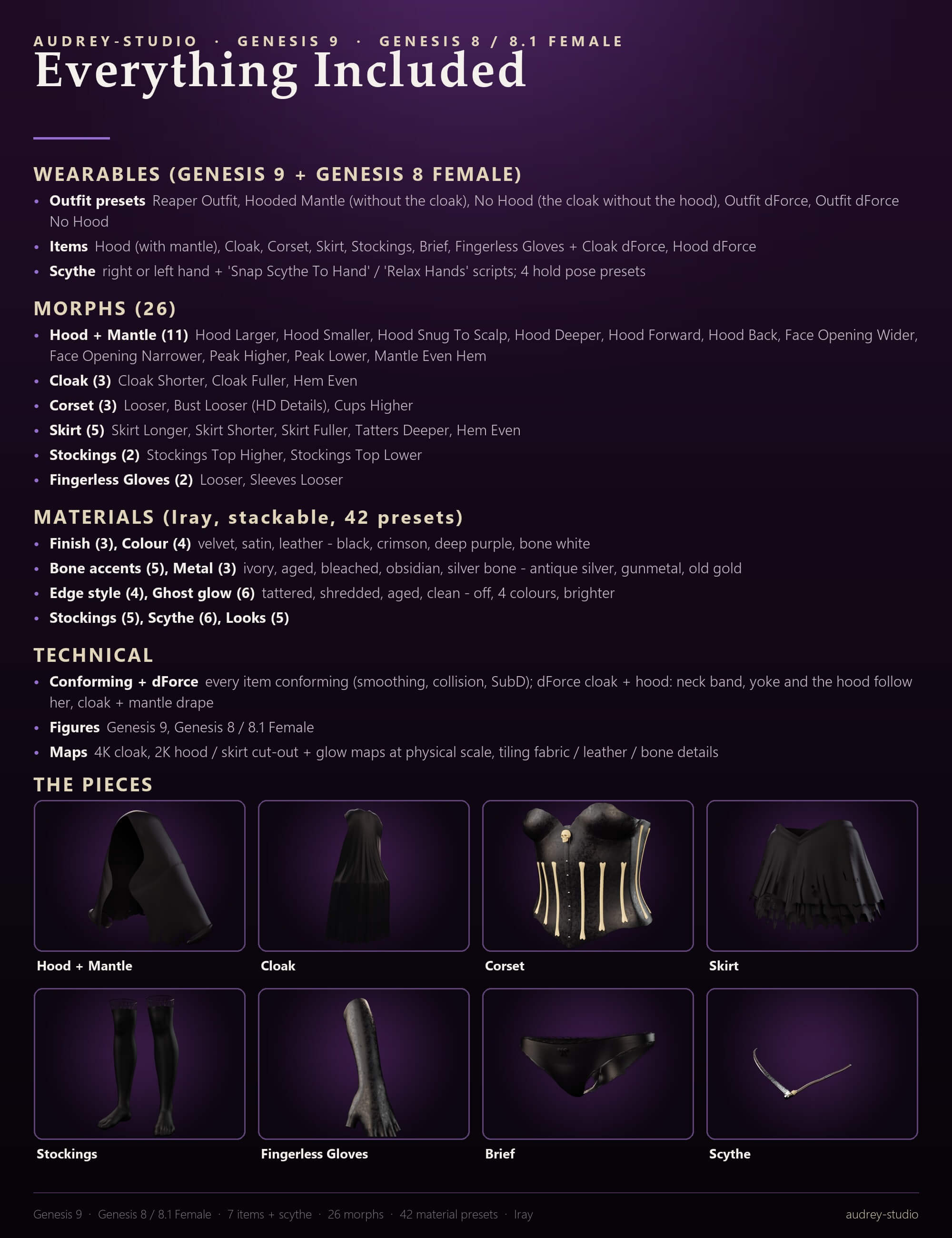 Sexy Grim Reaper Costume for Genesis 9 and Genesis 8 / 8.1 F Daz Content