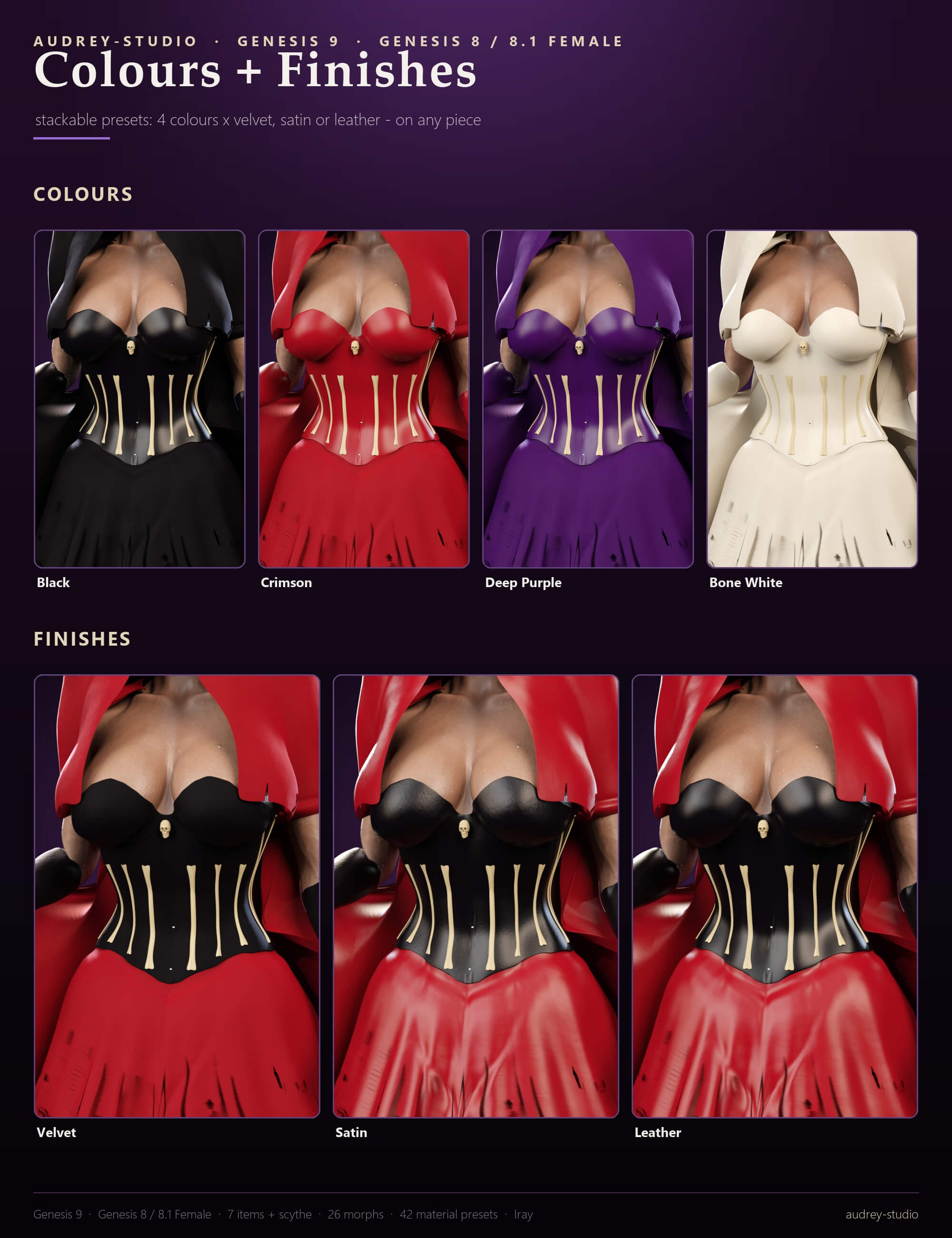 Sexy Grim Reaper Costume for Genesis 9 and Genesis 8 / 8.1 F Daz Content
