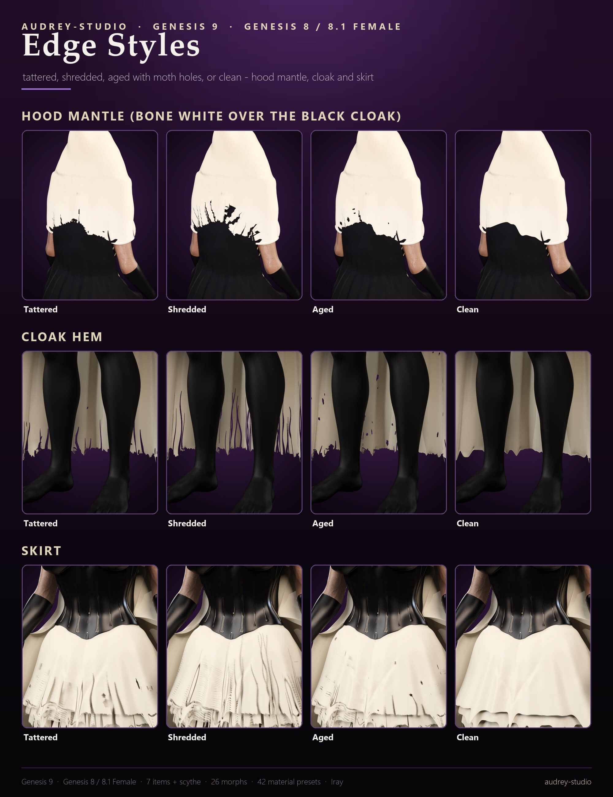 Sexy Grim Reaper Costume for Genesis 9 and Genesis 8 / 8.1 F Daz Content