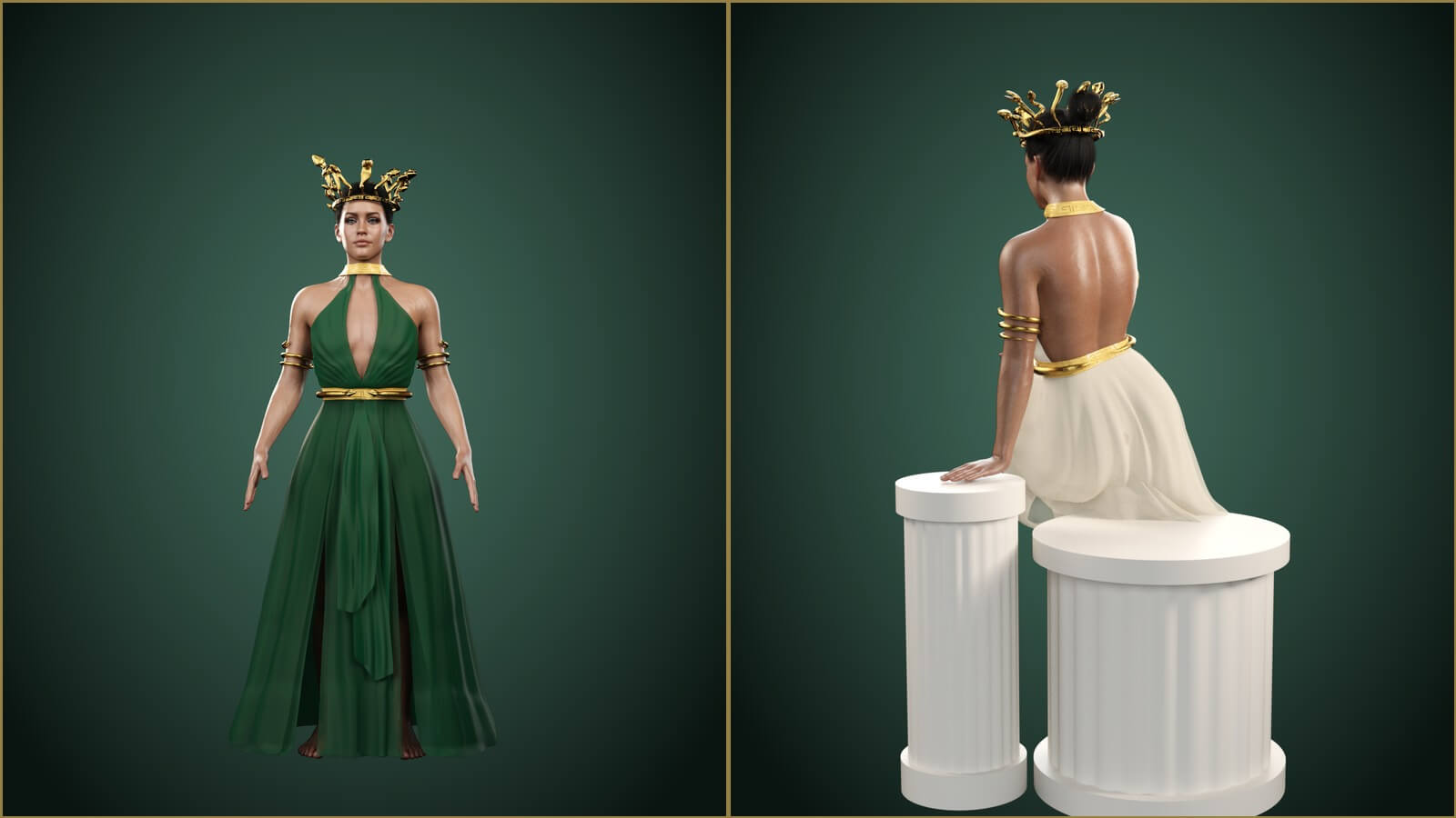 Sexy Medusa Costume with dForce Gown for G9 G8F Daz Content