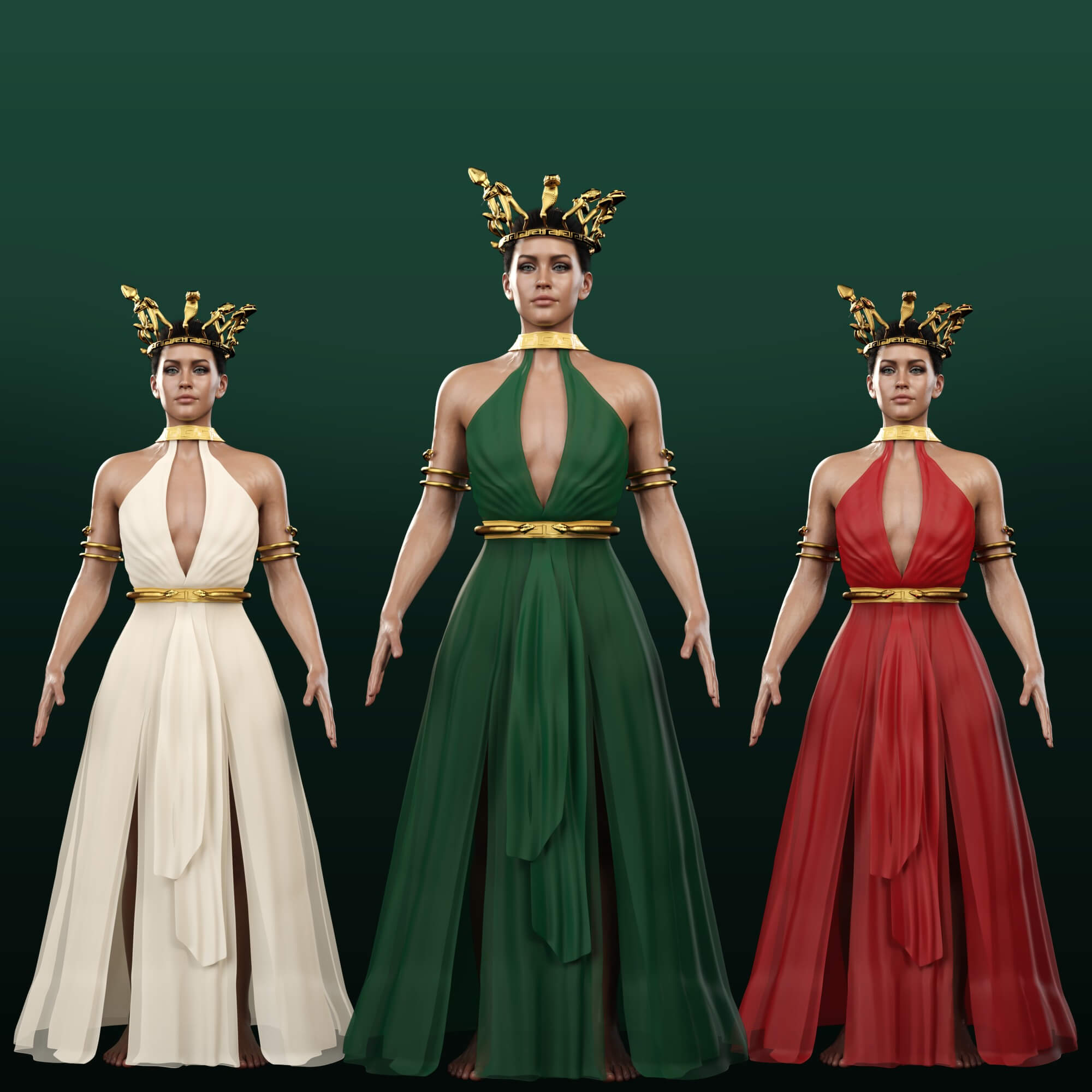 Sexy Medusa Costume with dForce Gown for G9 G8F Daz Content
