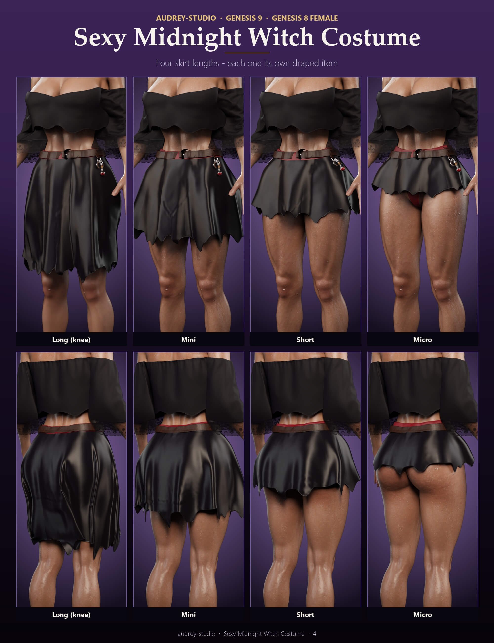DForce - Sexy Midnight Witch Costume for G9 G8F Daz Content