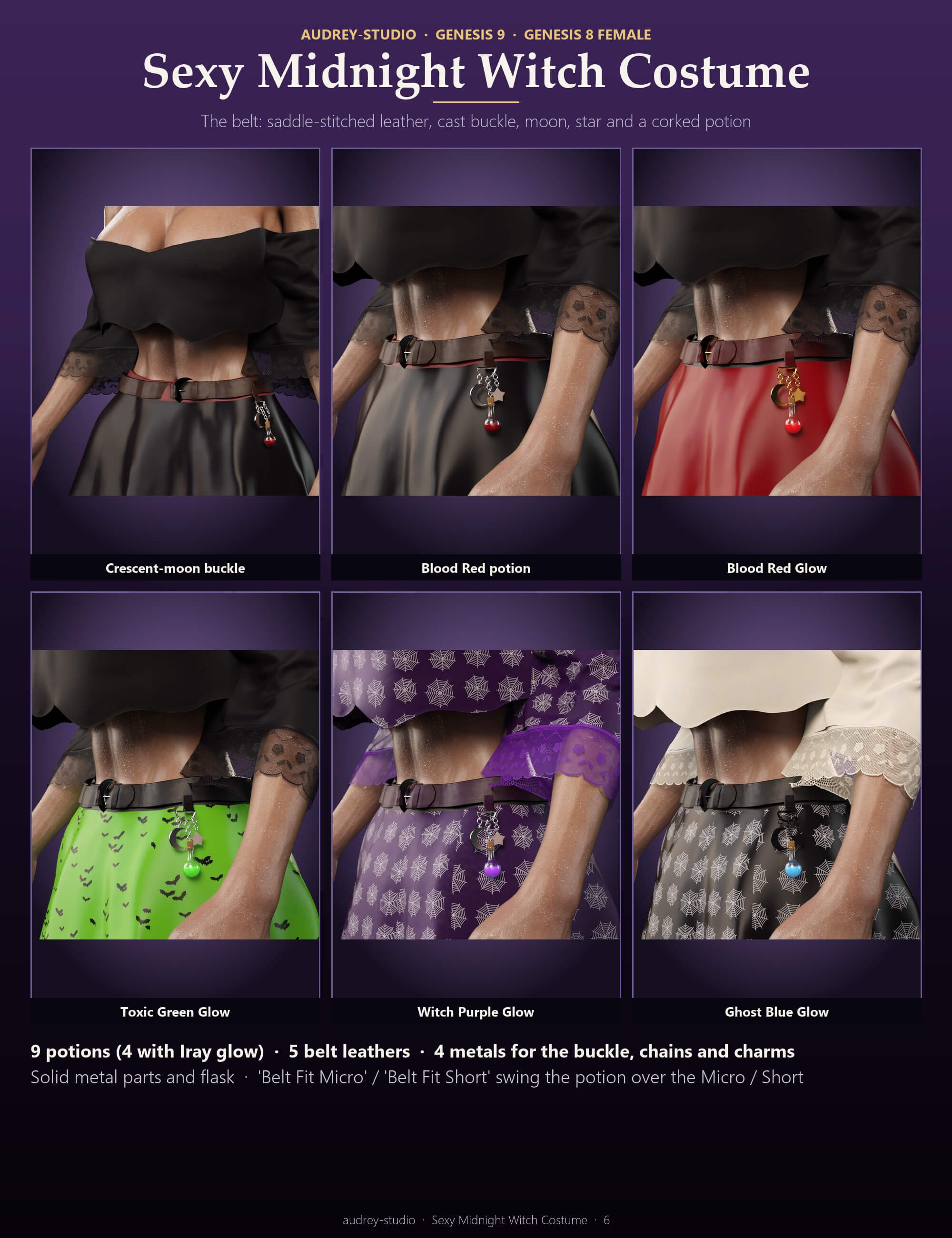DForce - Sexy Midnight Witch Costume for G9 G8F Daz Content