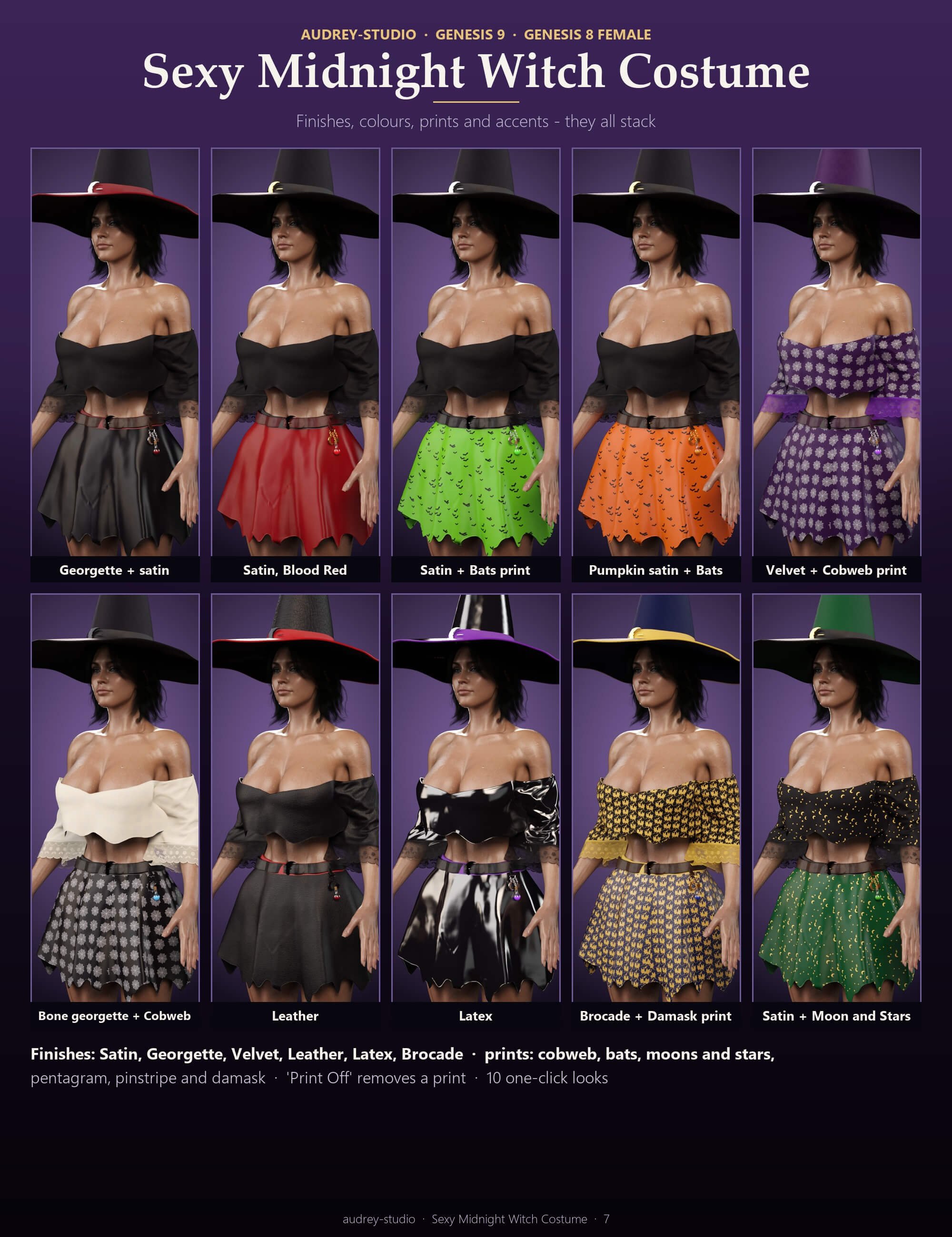 DForce - Sexy Midnight Witch Costume for G9 G8F Daz Content