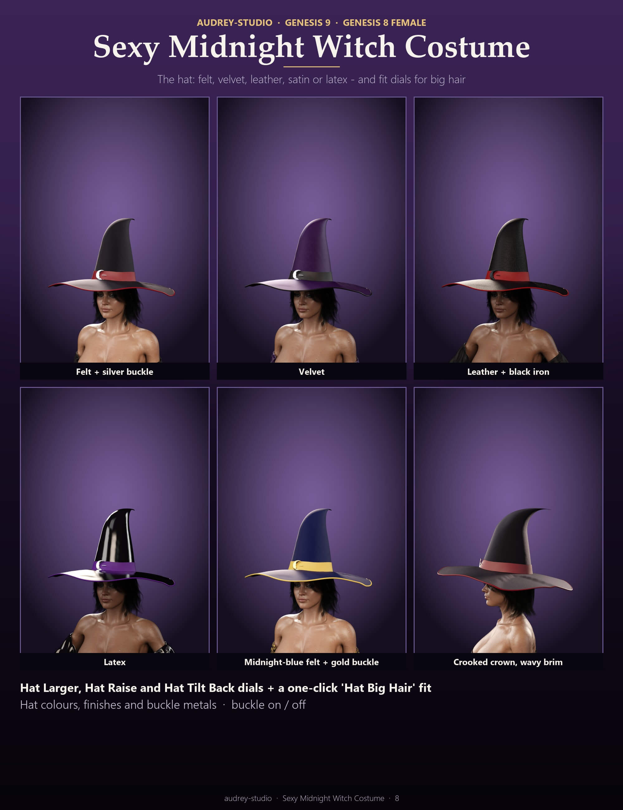 DForce - Sexy Midnight Witch Costume for G9 G8F Daz Content