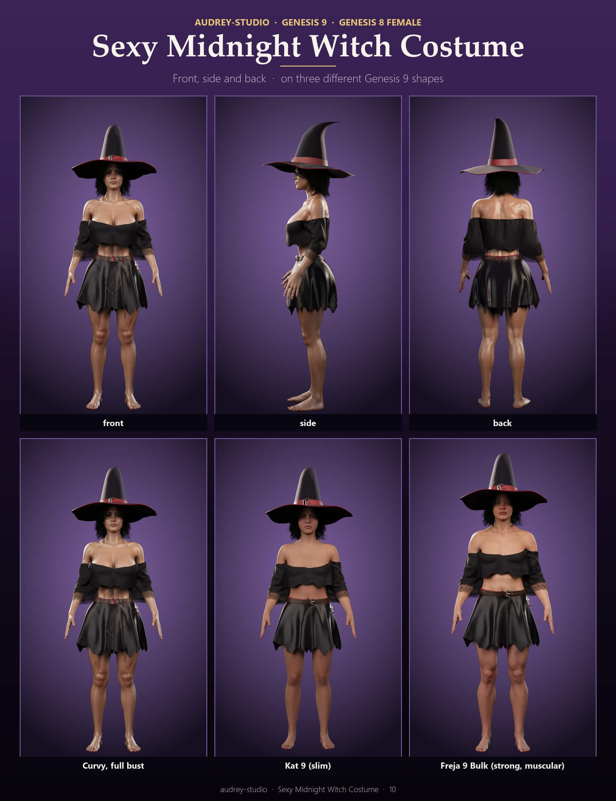 DForce - Sexy Midnight Witch Costume for G9 G8F Daz Content