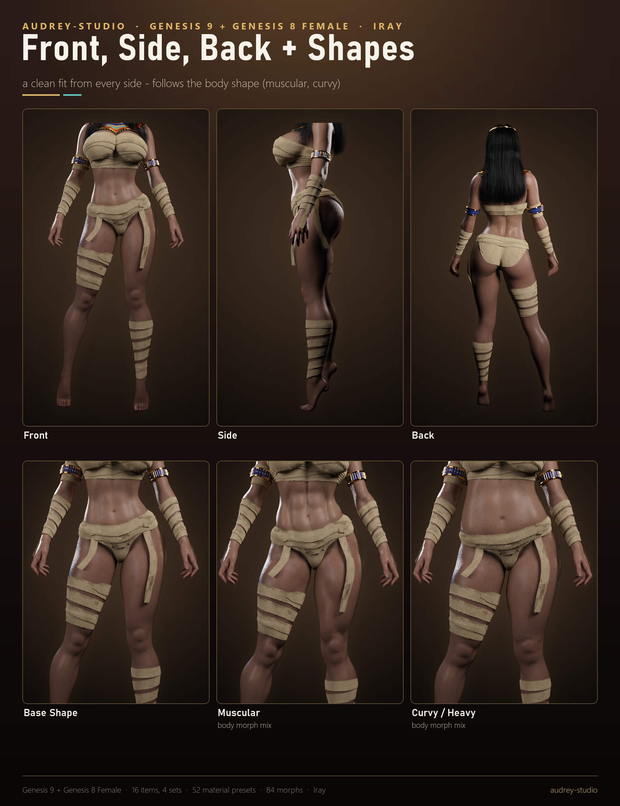 Sexy Mummy Queen Costume for Genesis 9 and Genesis 8 Female Daz Content