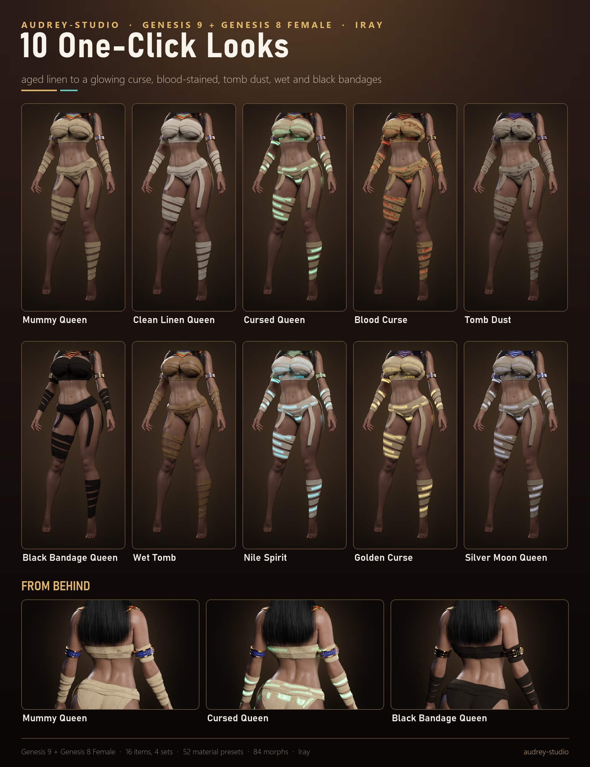 Sexy Mummy Queen Costume for Genesis 9 and Genesis 8 Female Daz Content