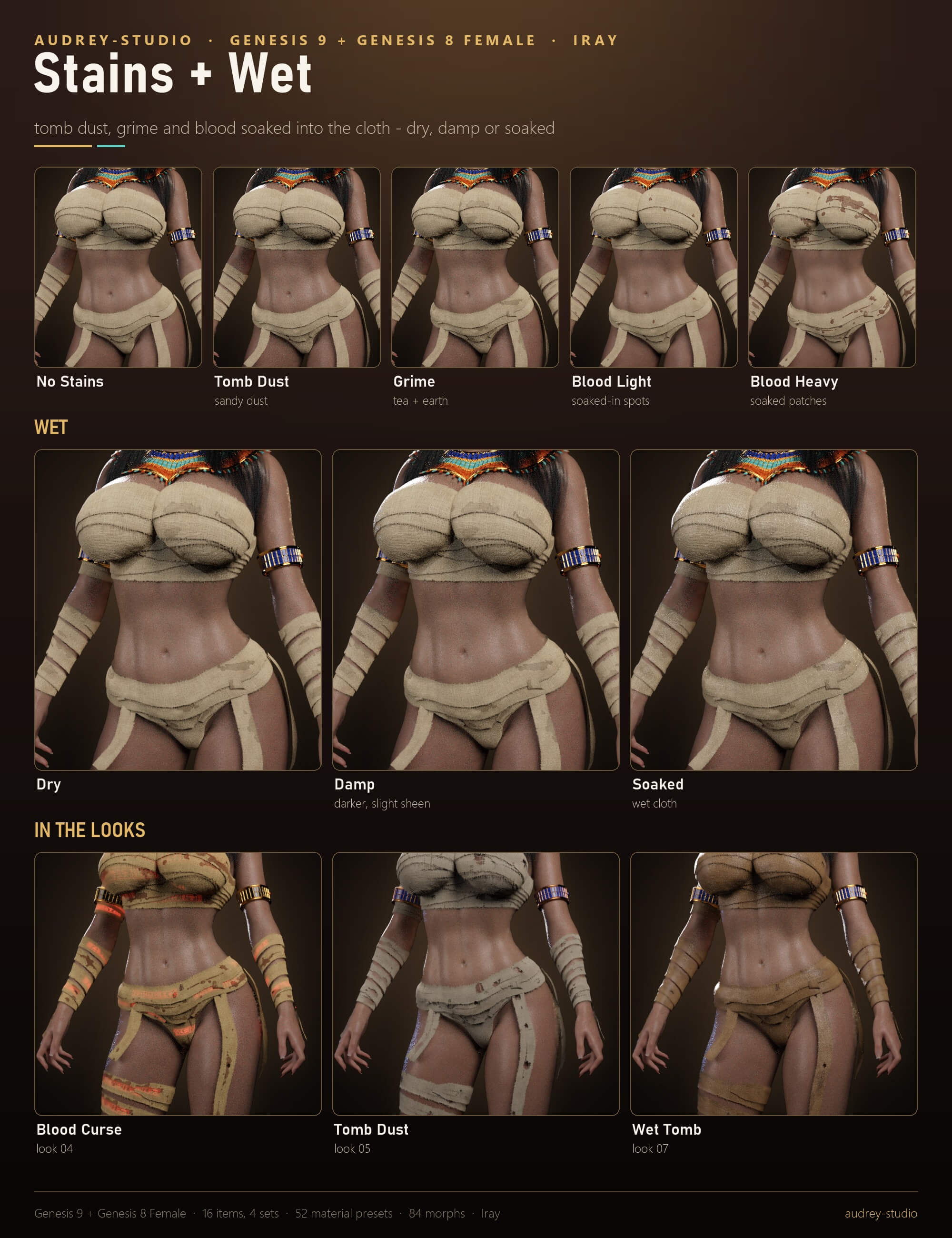 Sexy Mummy Queen Costume for Genesis 9 and Genesis 8 Female Daz Content