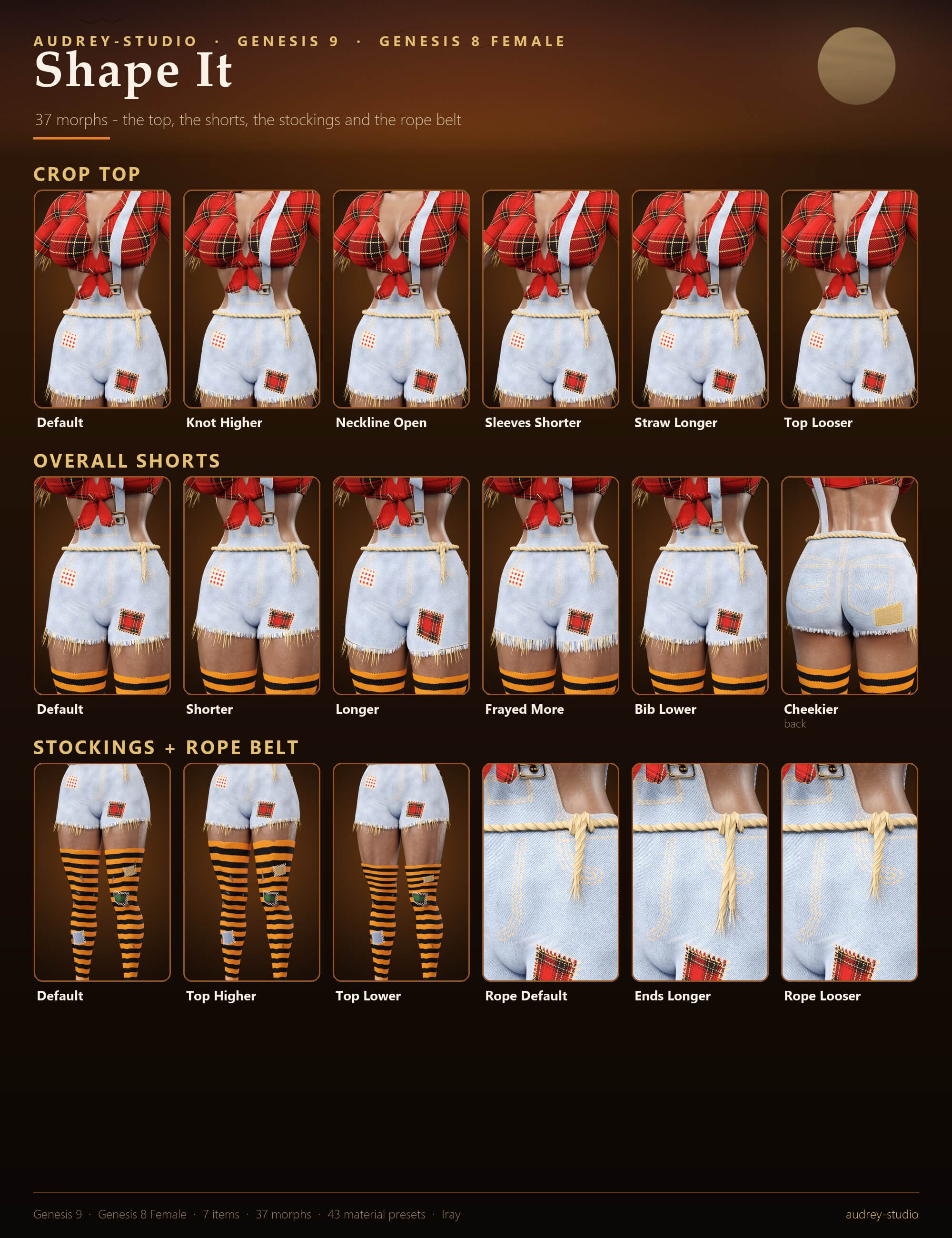 Sexy Scarecrow Costume for Genesis 9 and Genesis 8 Female Daz Content