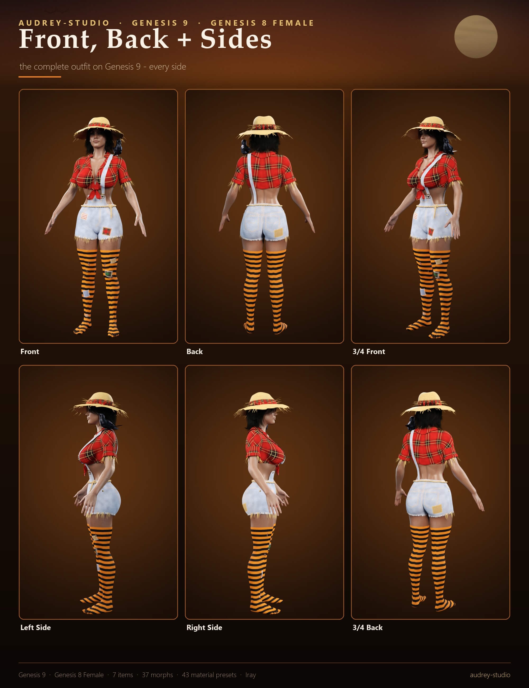 Sexy Scarecrow Costume for Genesis 9 and Genesis 8 Female Daz Content