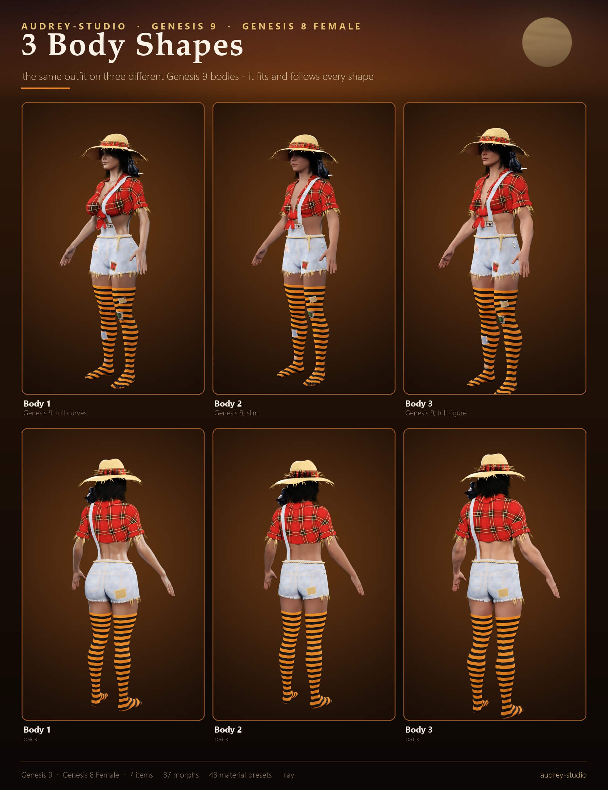 Sexy Scarecrow Costume for Genesis 9 and Genesis 8 Female Daz Content