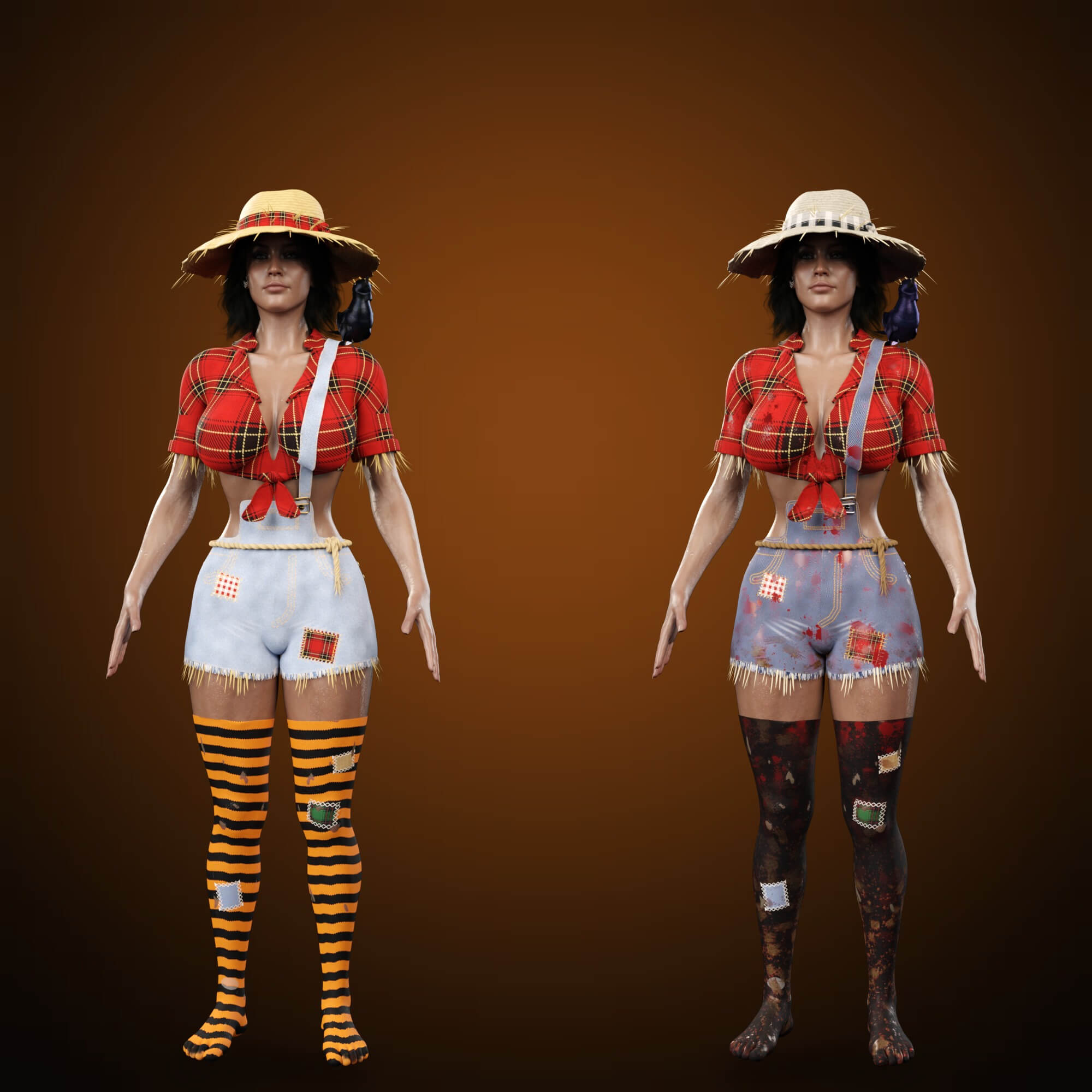 Sexy Scarecrow Costume for Genesis 9 and Genesis 8 Female Daz Content