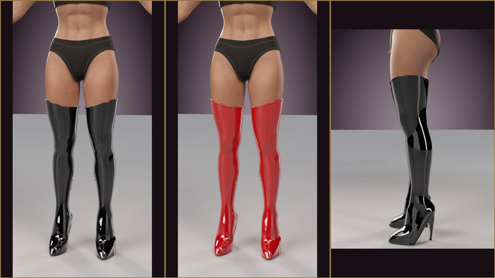 Thigh-High Stiletto Boots for Genesis 9 and Genesis 8 Female Daz Content