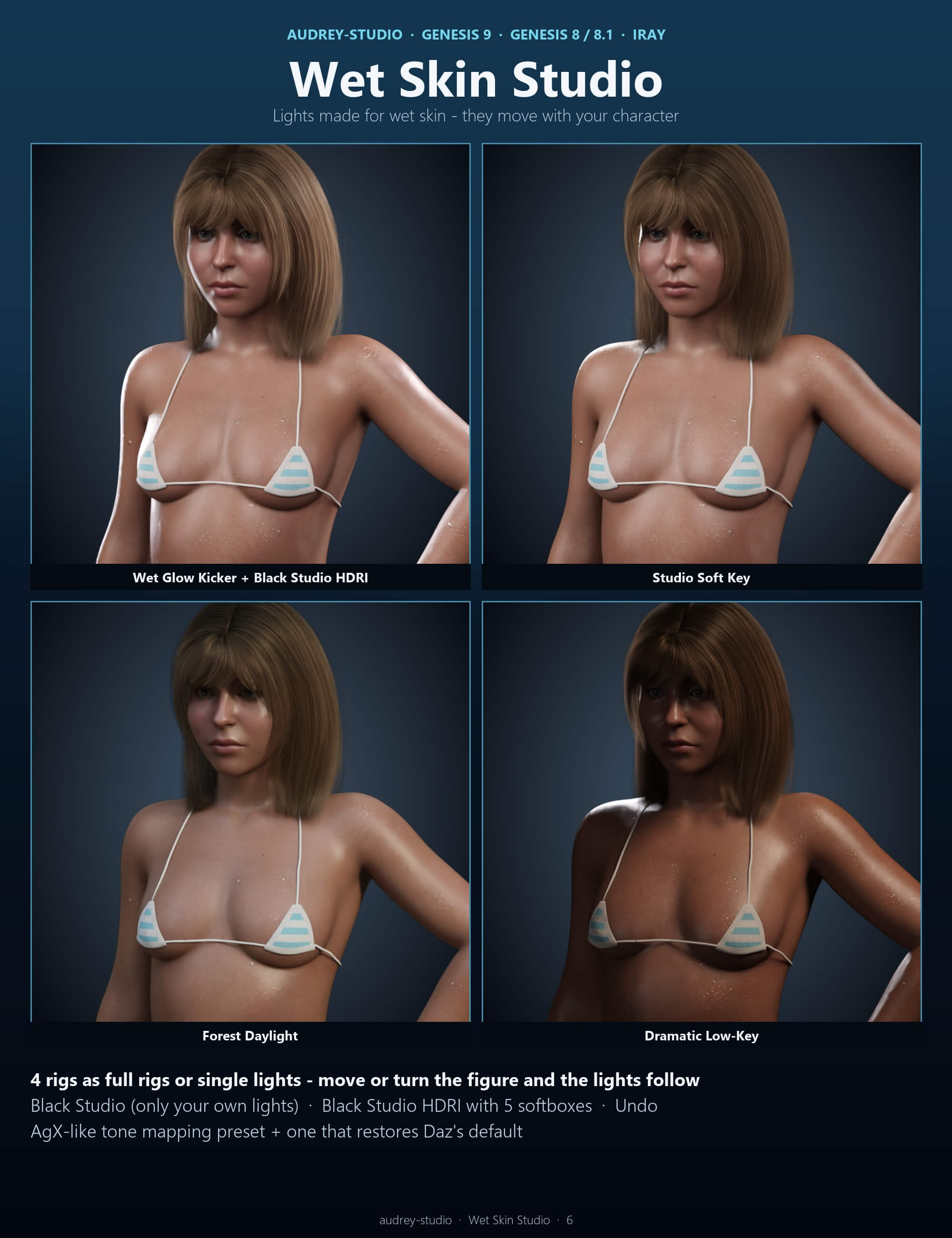 Wet Skin Studio for Genesis 9 8 and 8.1 Daz Content