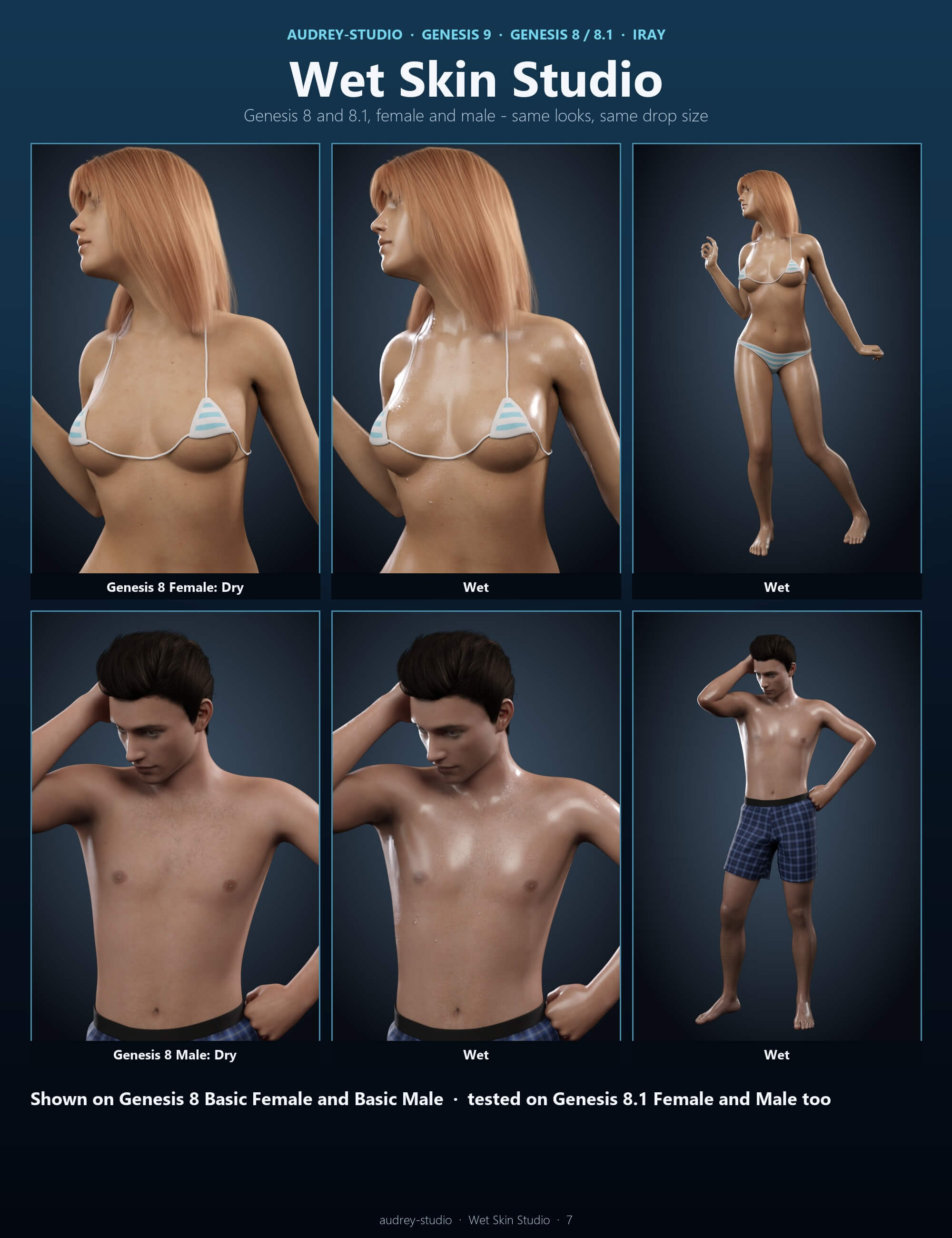 Wet Skin Studio for Genesis 9 8 and 8.1 Daz Content