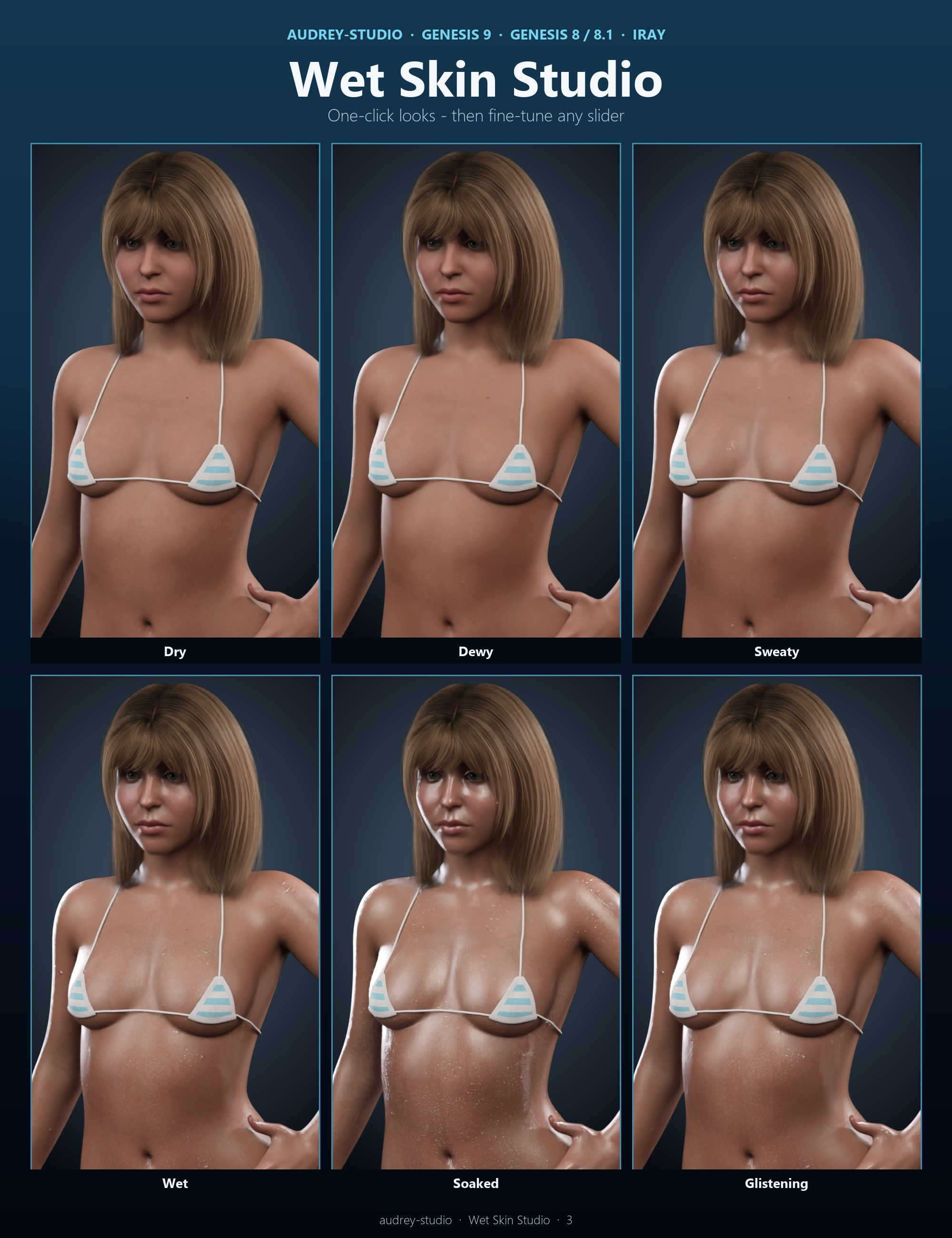 Wet Skin Studio for Genesis 9 8 and 8.1 Daz Content