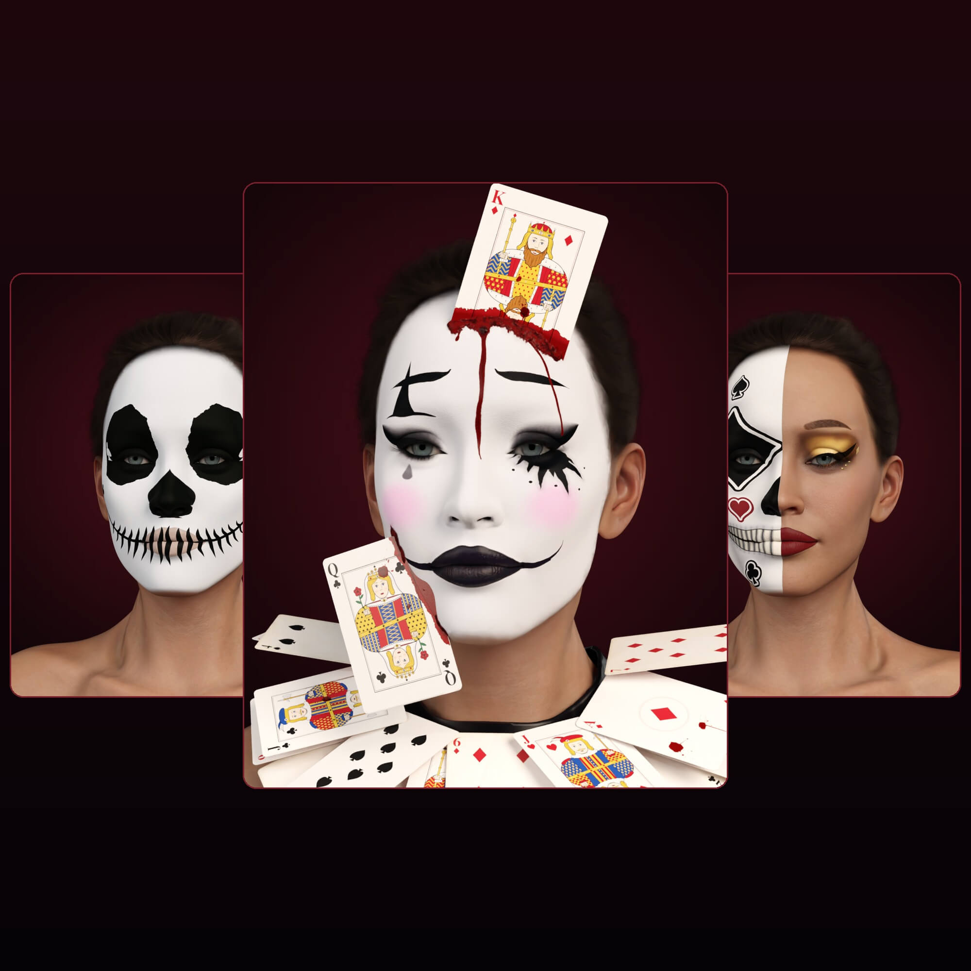 Wild Card Halloween Makeup Blood and Cards for G9 G8F Daz Content