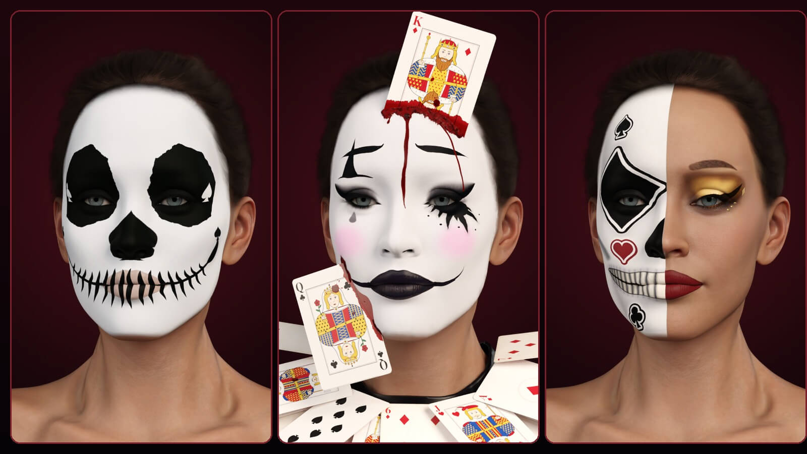 Wild Card Halloween Makeup Blood and Cards for G9 G8F Daz Content