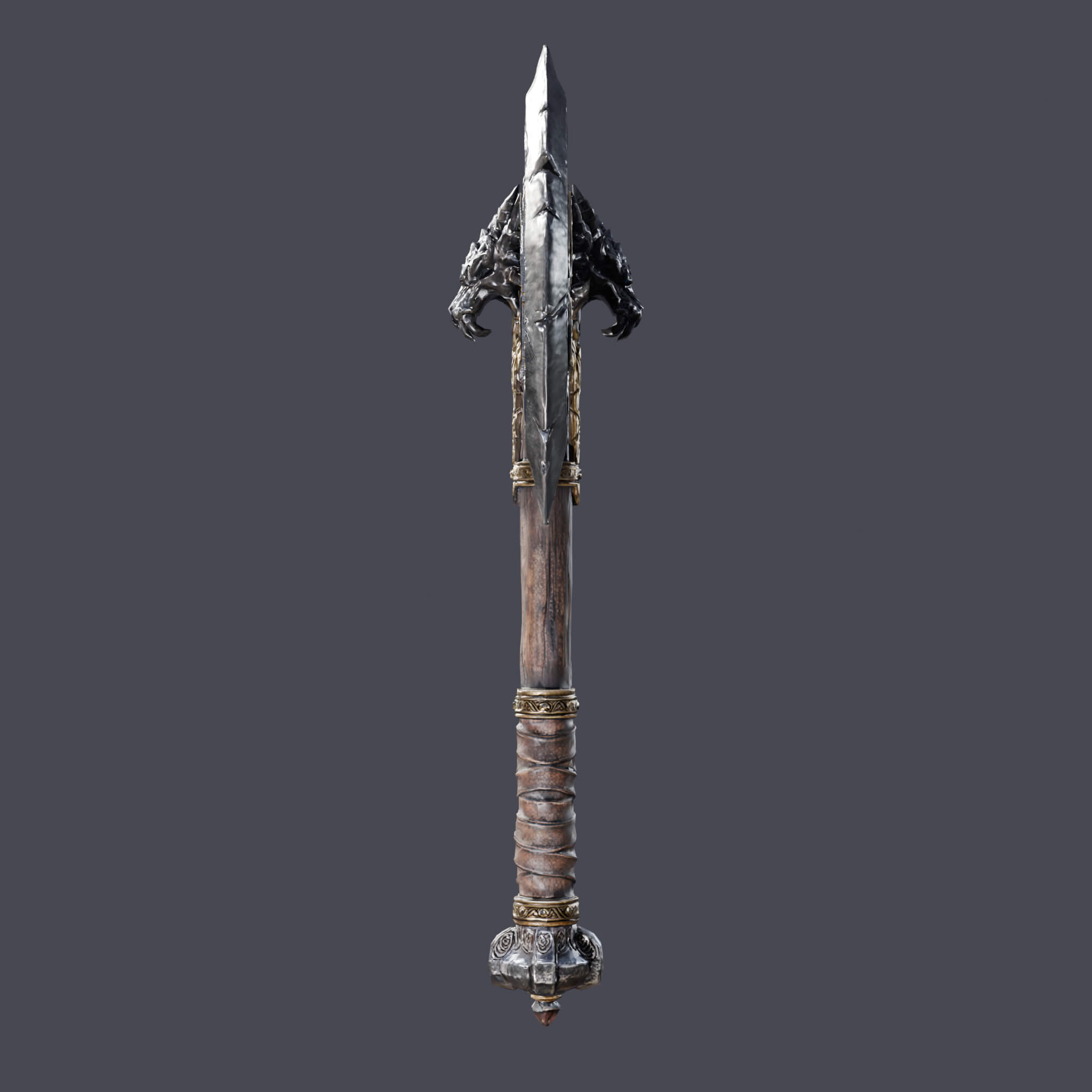Fantasy Dragon Battleaxe Game Ready PBR 3D Weapon 3D Model
