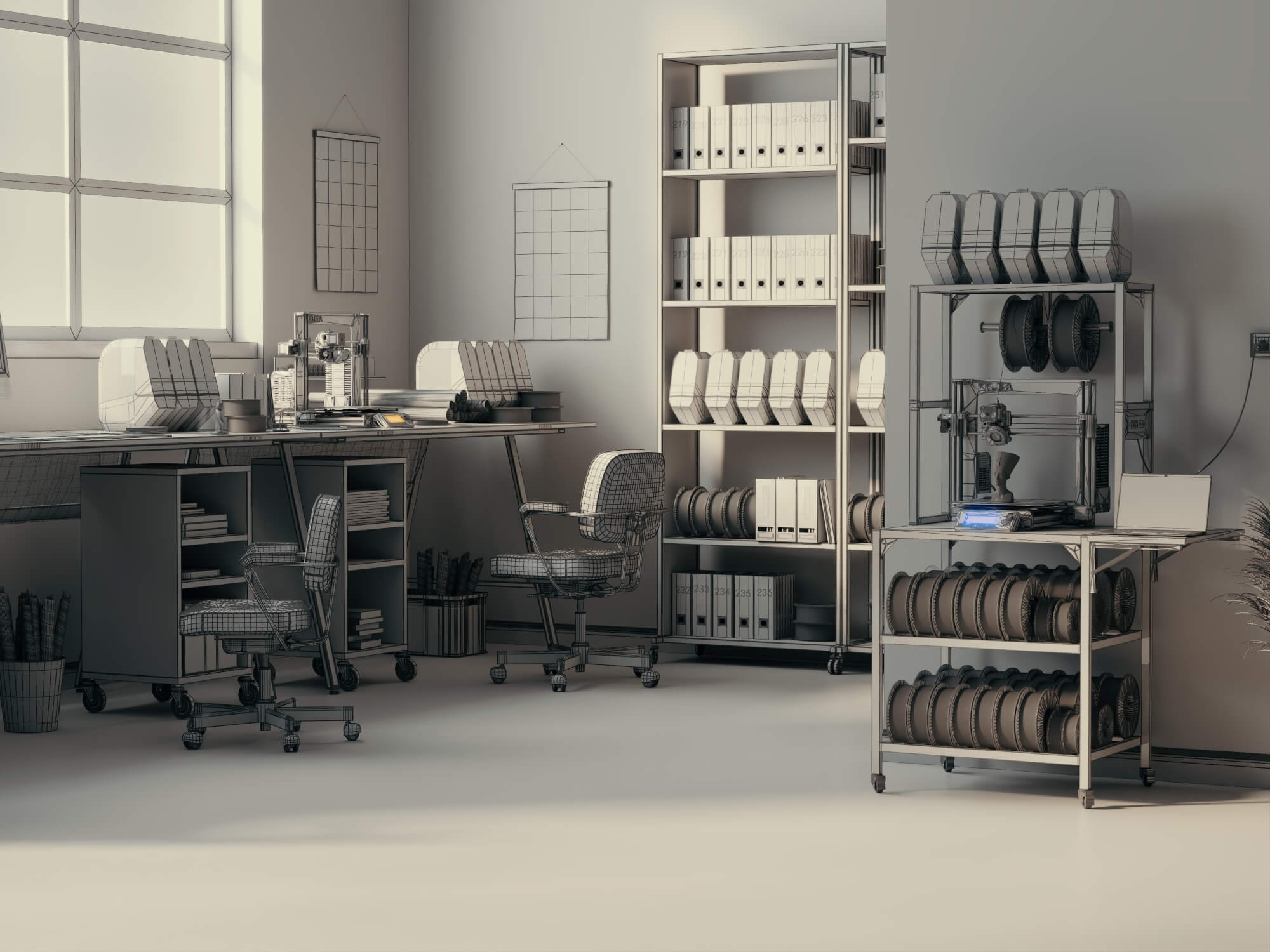 3D Printing Workshop Interior Scene 3D Model
