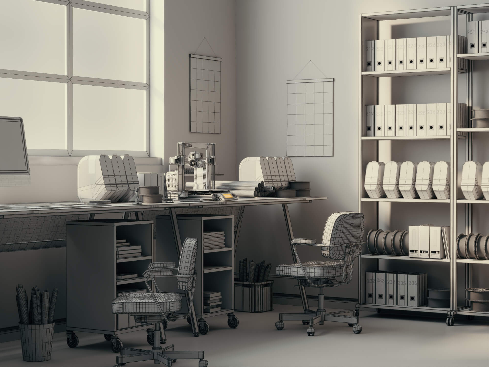3D Printing Workshop Interior Scene 3D Model