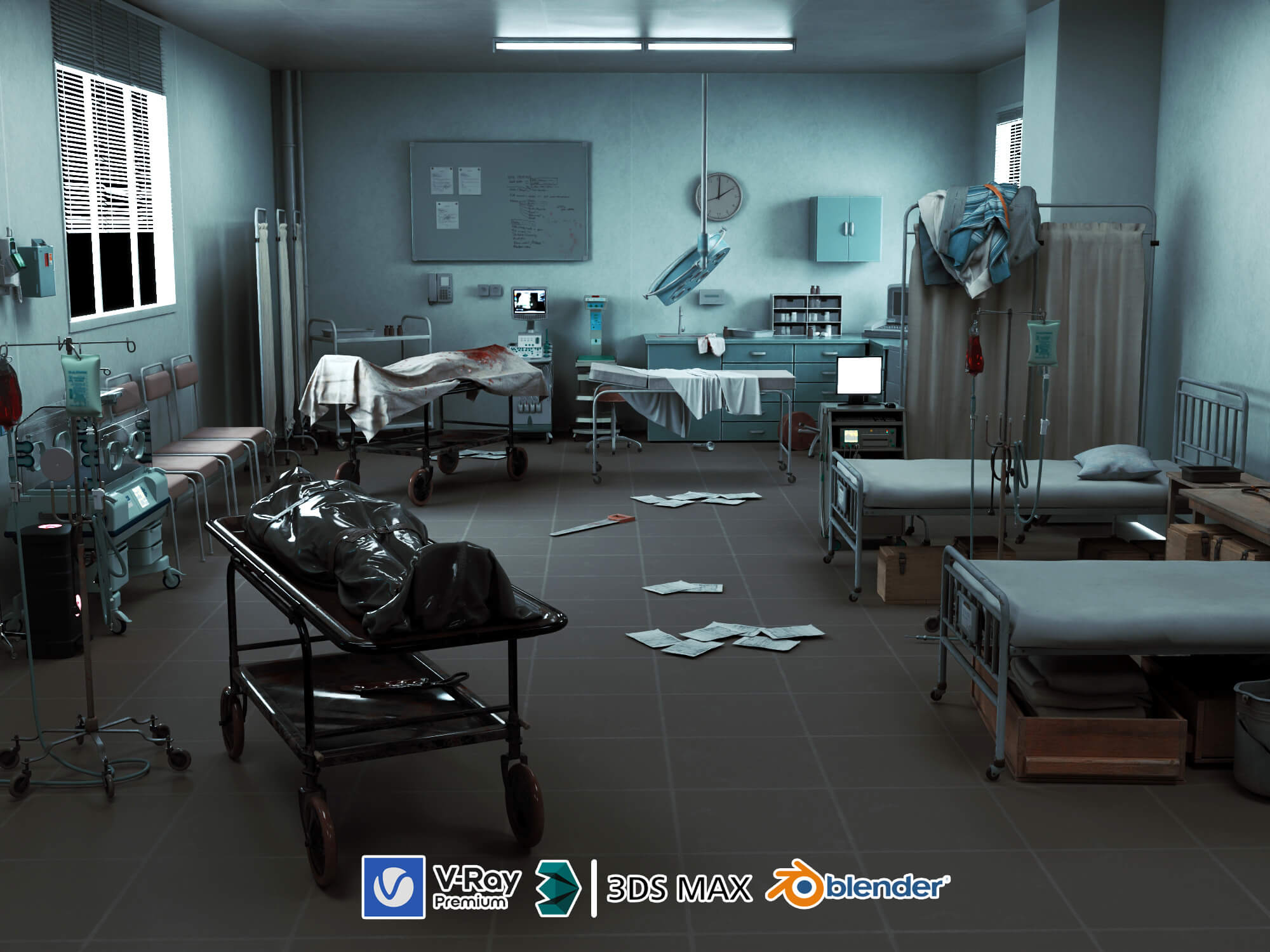 Abandoned Hospital Operating Room Scene 3D Model