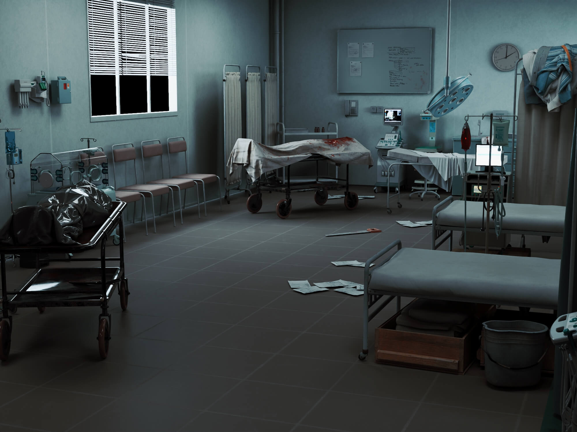 Abandoned Hospital Operating Room Scene 3D Model