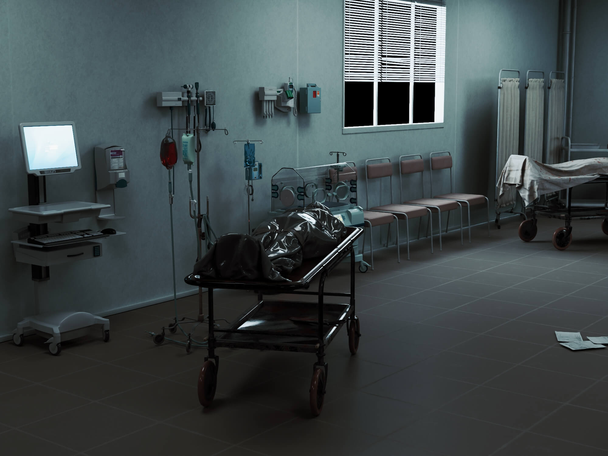 Abandoned Hospital Operating Room Scene 3D Model