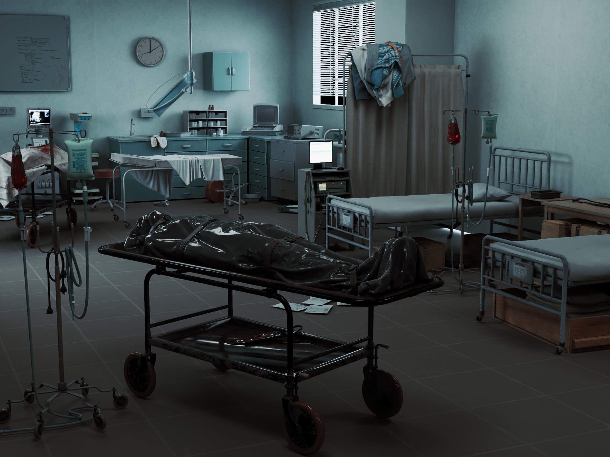 Abandoned Hospital Operating Room Scene 3D Model
