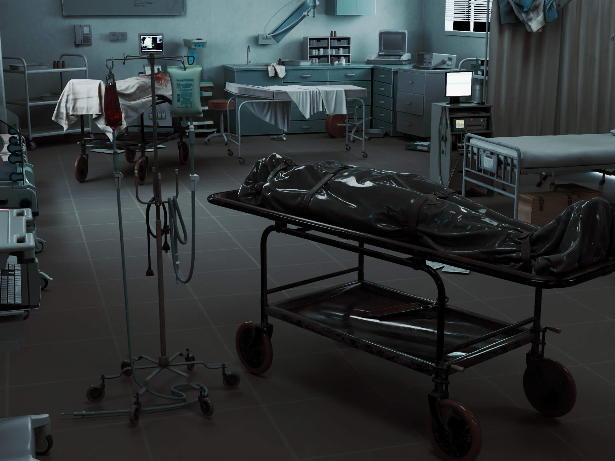 Abandoned Hospital Operating Room Scene 3D Model