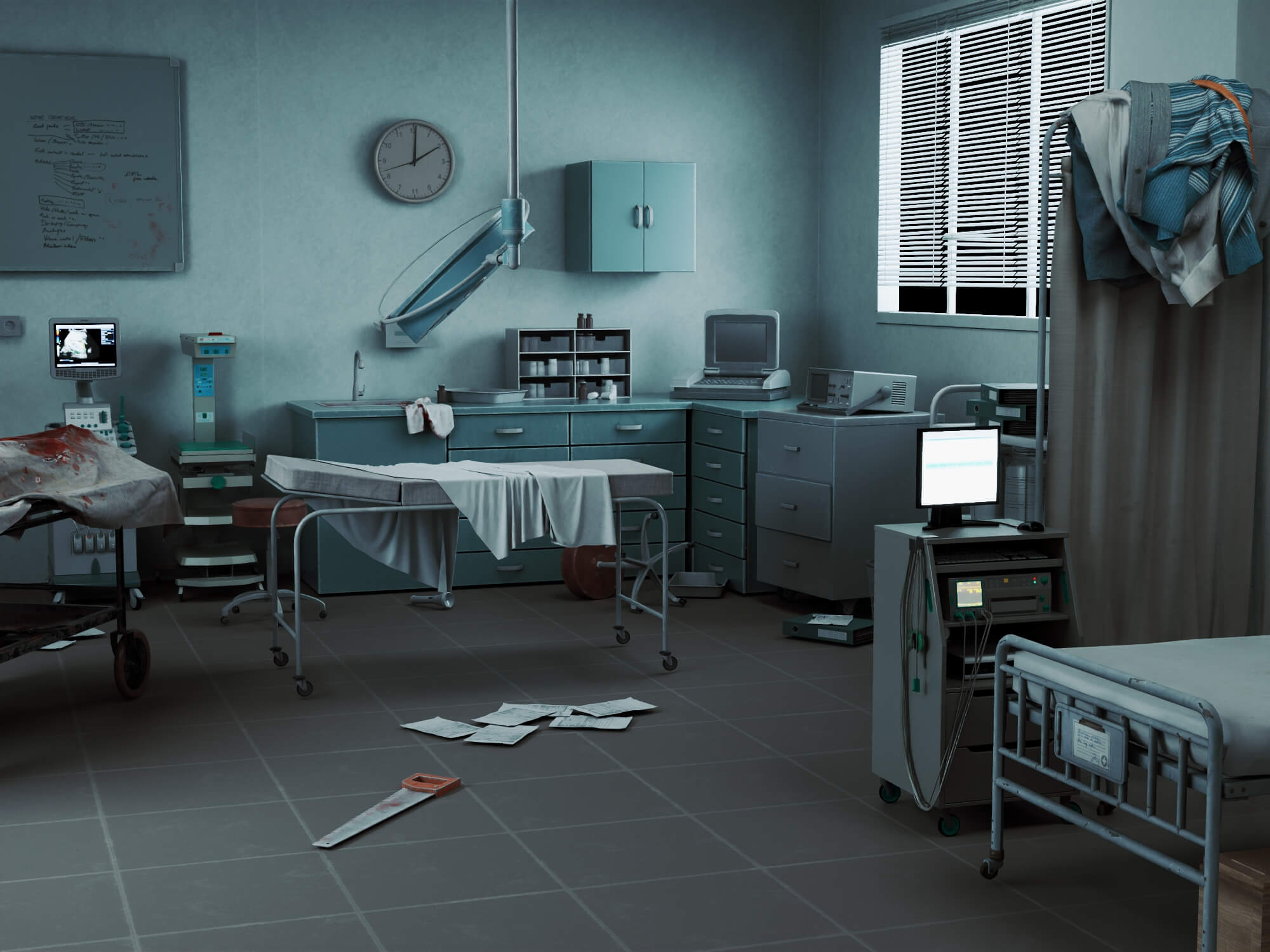 Abandoned Hospital Operating Room Scene 3D Model