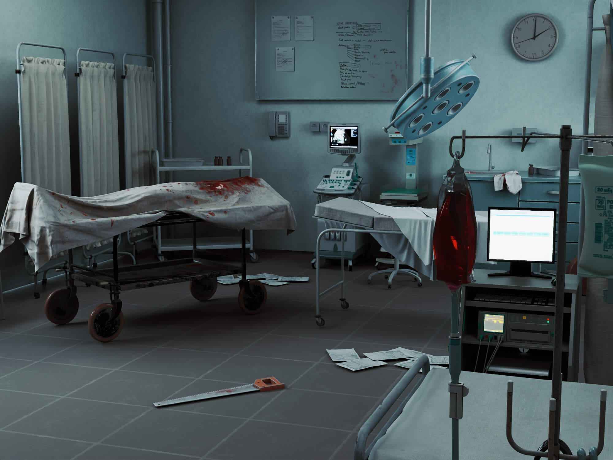 Abandoned Hospital Operating Room Scene 3D Model
