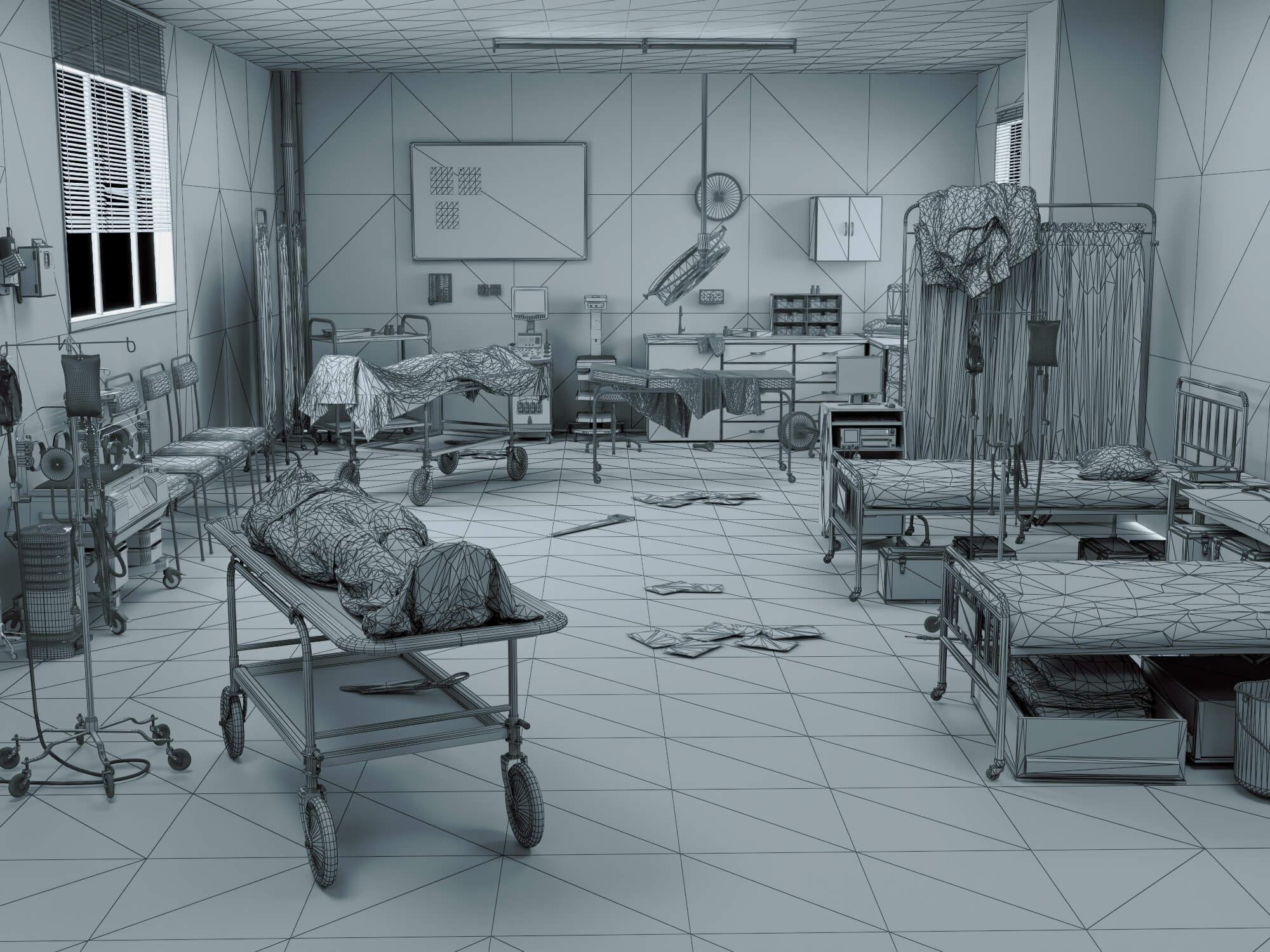 Abandoned Hospital Operating Room Scene 3D Model