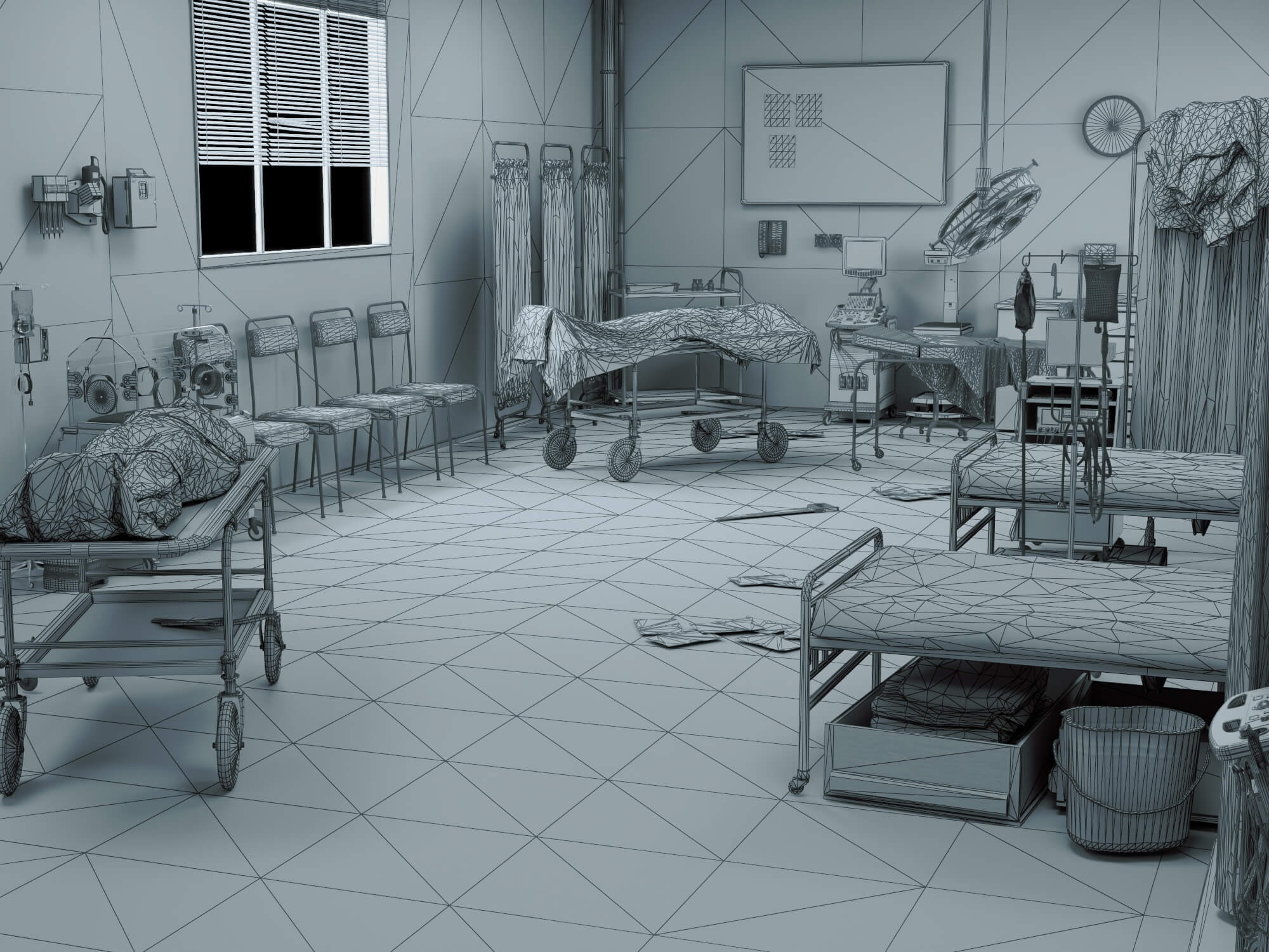Abandoned Hospital Operating Room Scene 3D Model
