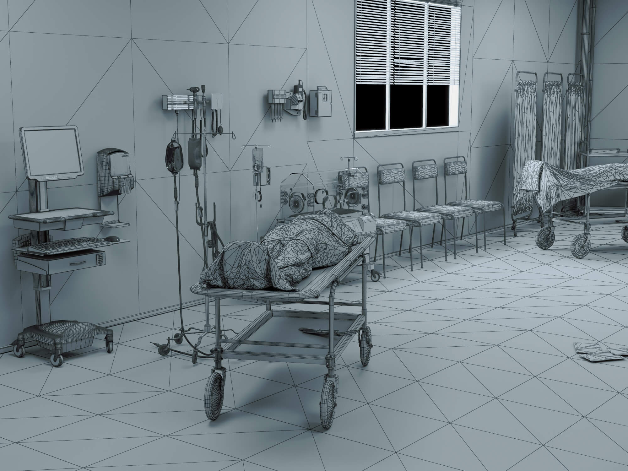 Abandoned Hospital Operating Room Scene 3D Model