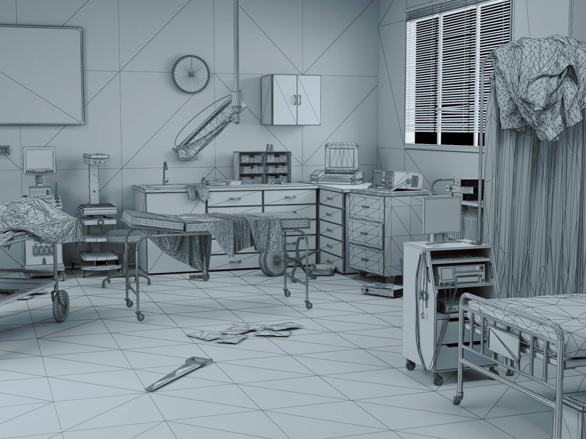 Abandoned Hospital Operating Room Scene 3D Model
