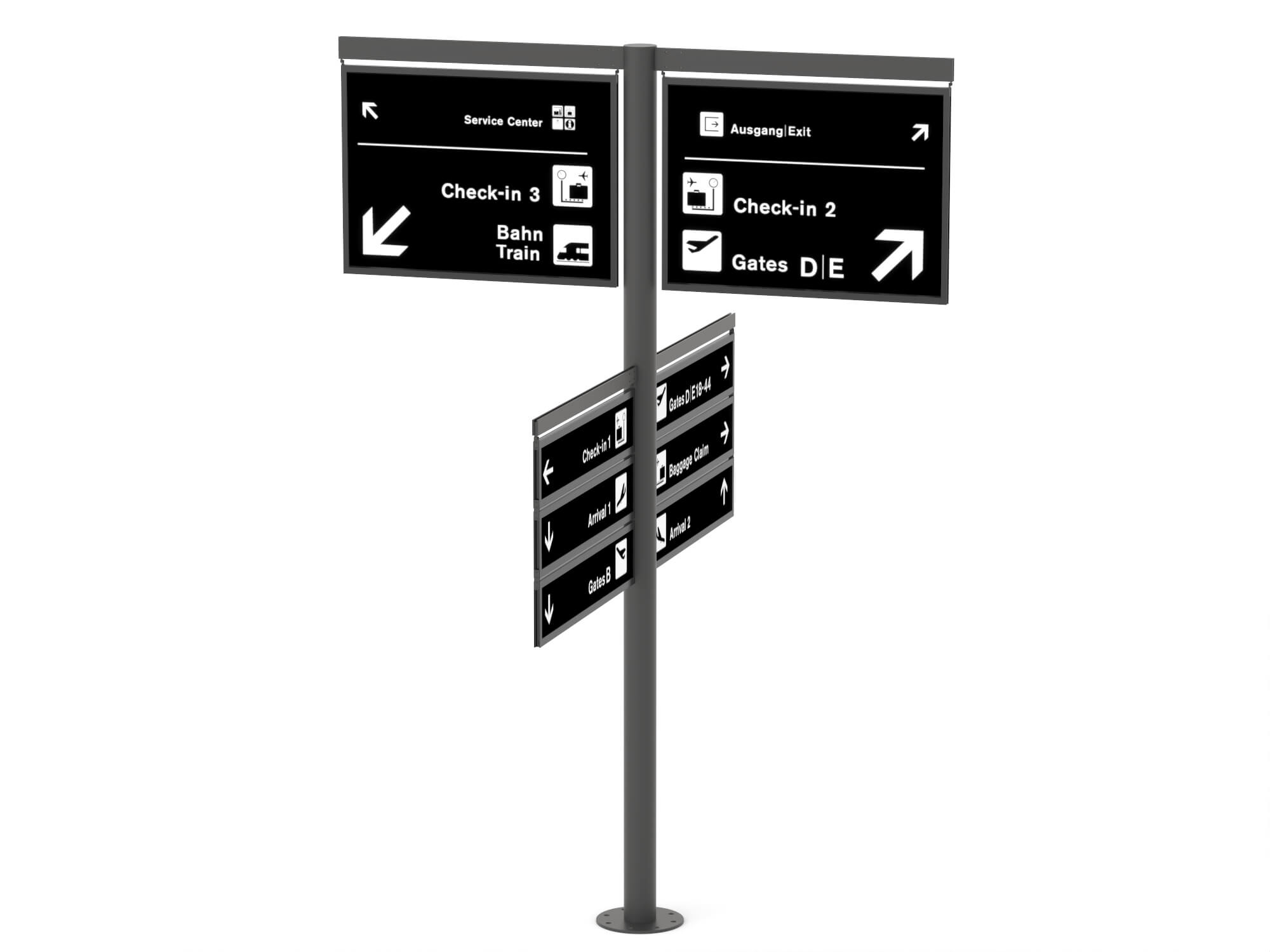 Airport Directional Signage 3D Model 3D Model