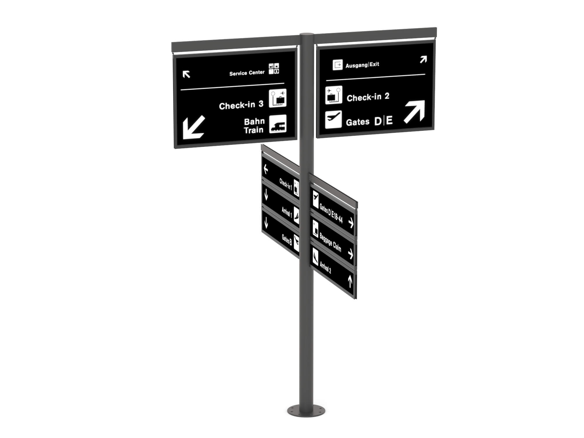 Airport Directional Signage 3D Model 3D Model