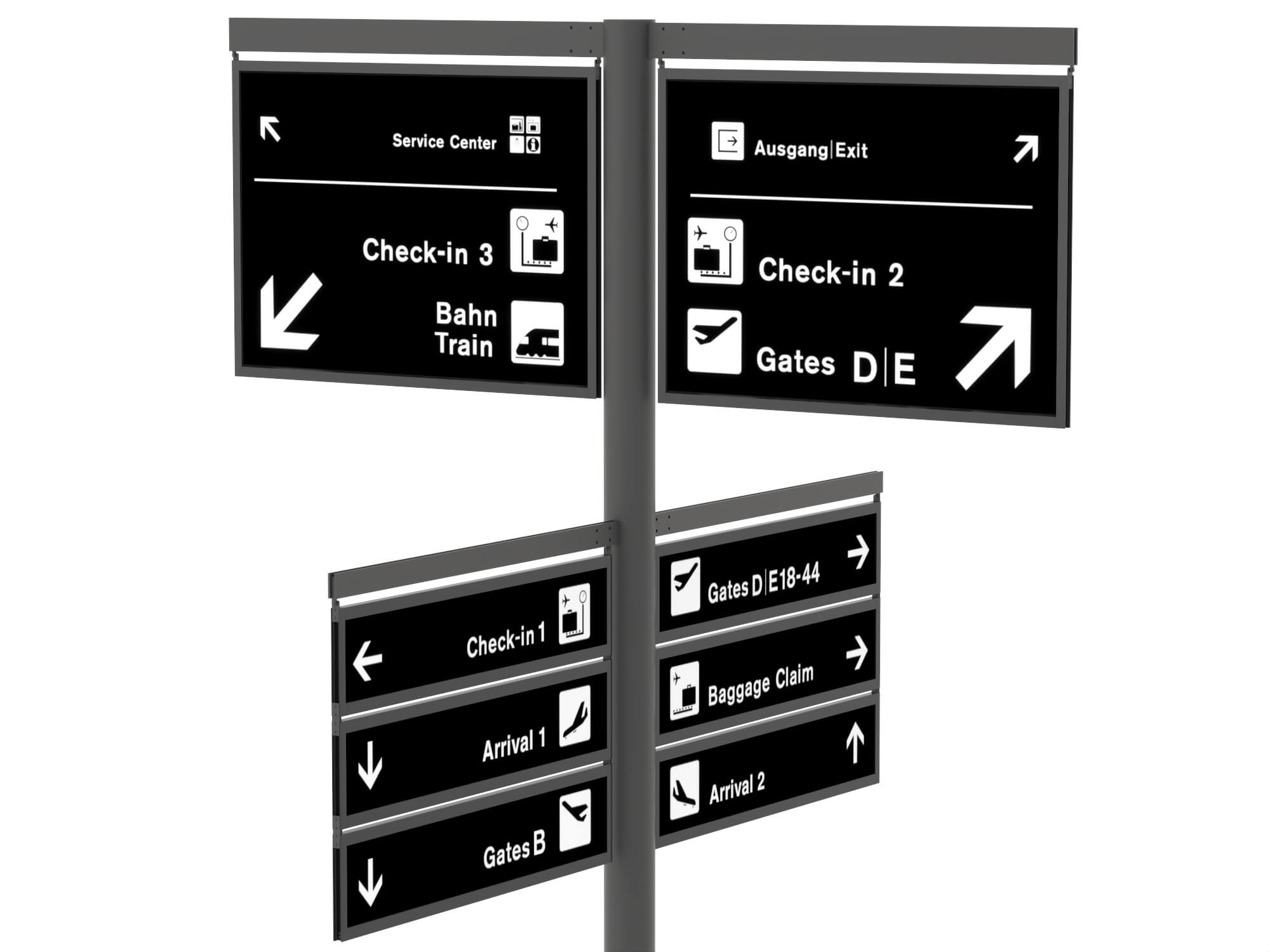 Airport Directional Signage 3D Model 3D Model