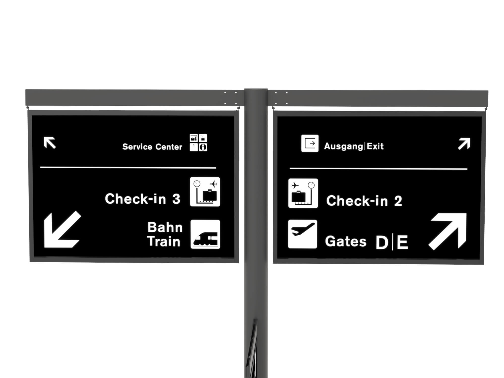 Airport Directional Signage 3D Model 3D Model